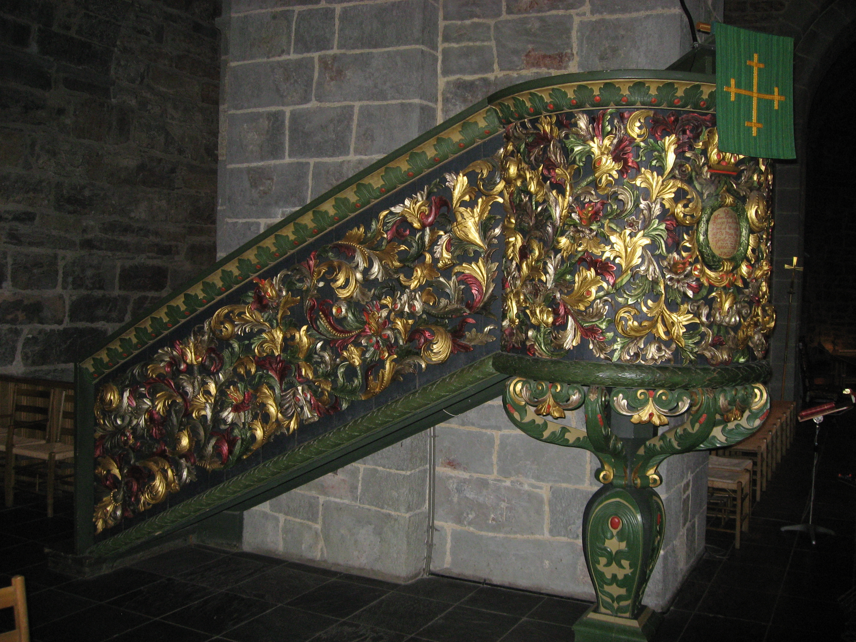 Pulpit from 1715 by Thomas Blix. From Gamle Aker church, Oslo, Norway.