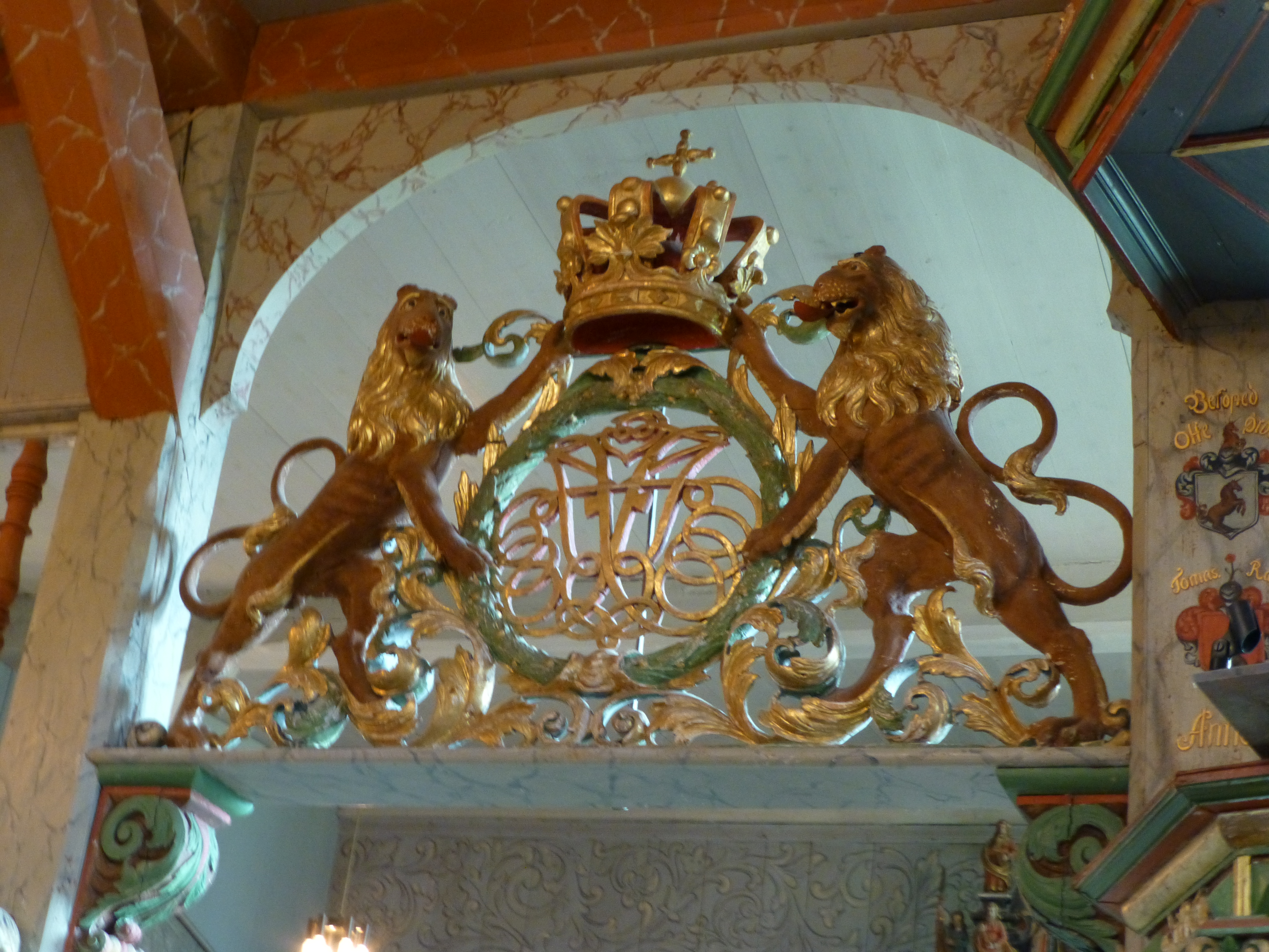 Arms on the sanctuary gate of the Ringebu stave church