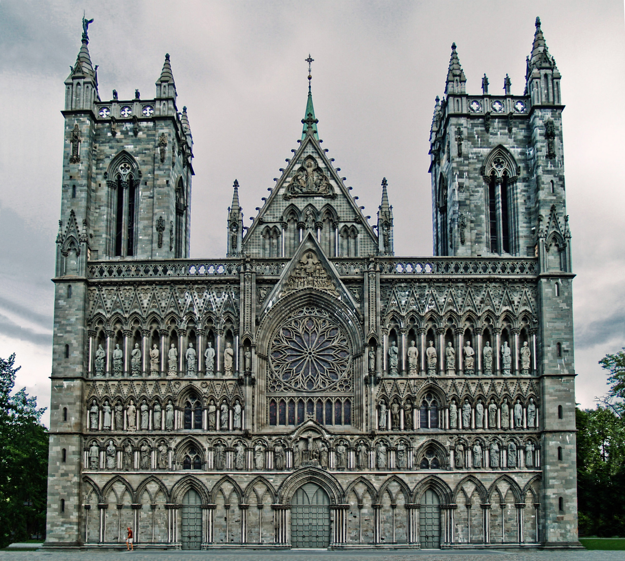 West front of Nidaros Cathedral in Trondheim