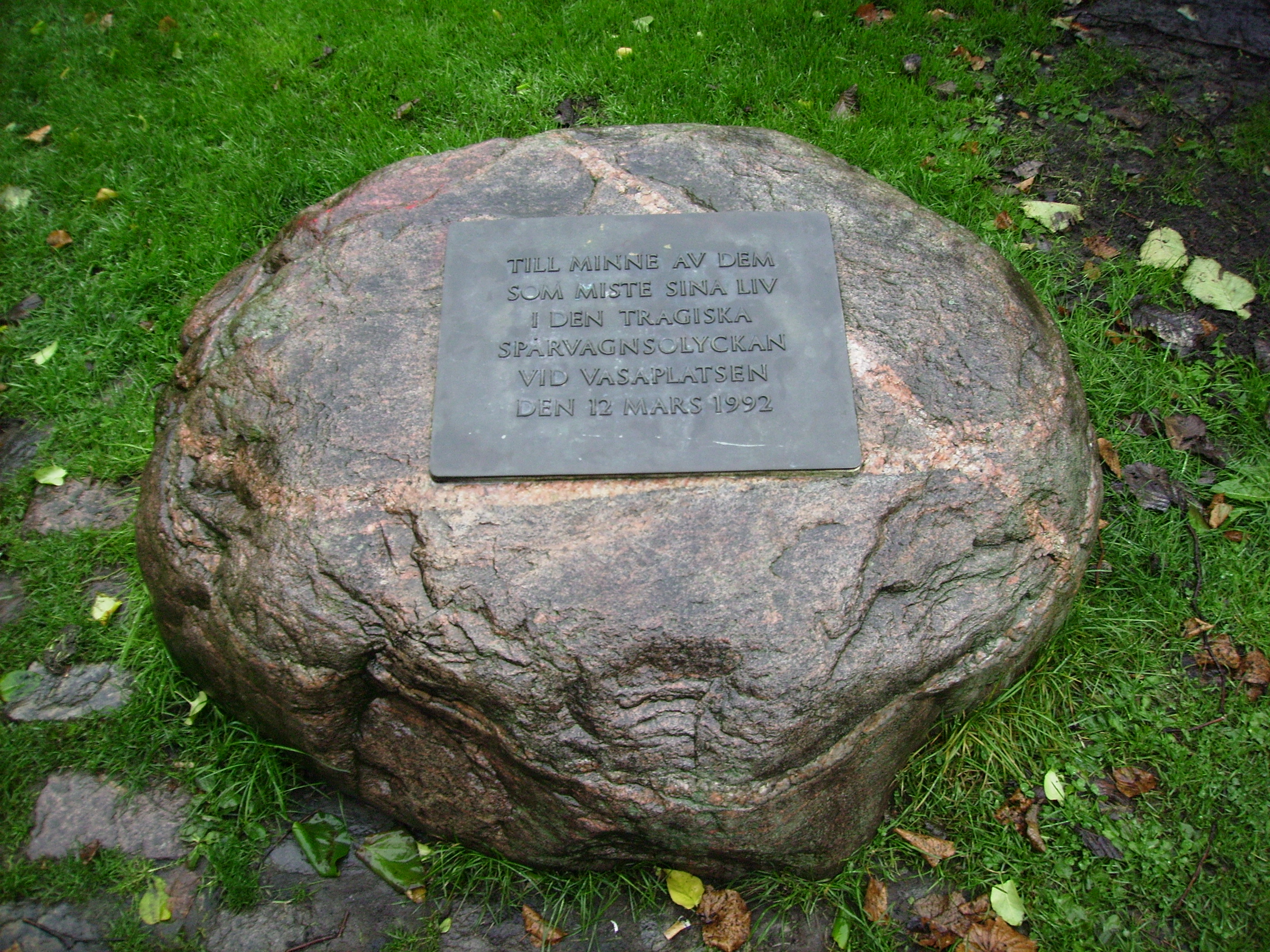 Picture of monument of tram accident in Göteborg 1992