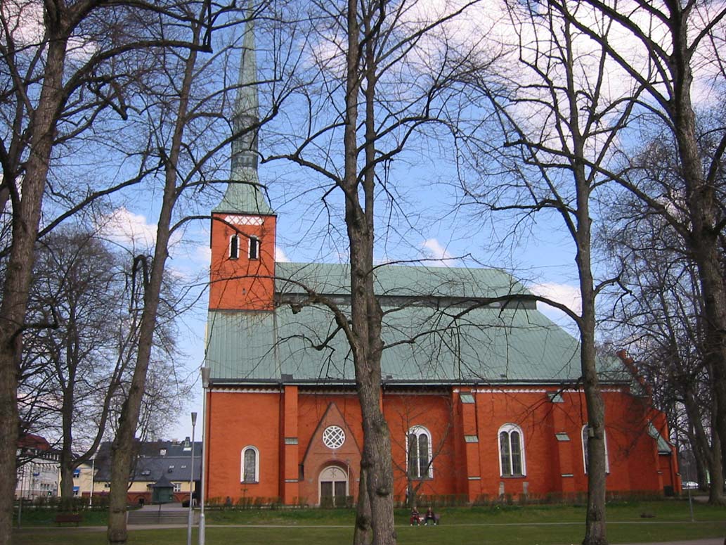 Växjö Cathedral.The exterior of the cathedral looking south.