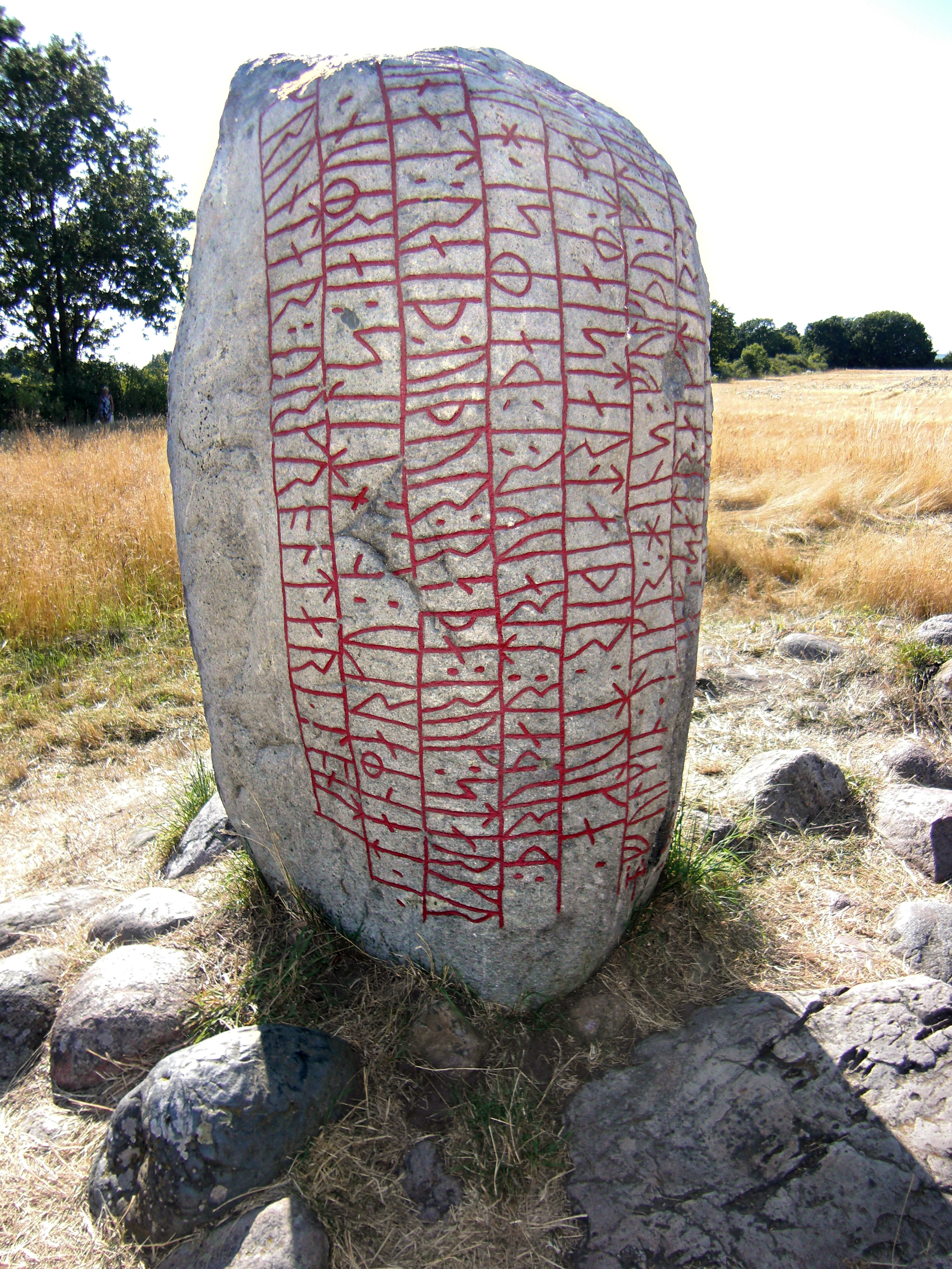The Karlevi runestone (Öl 1, RAÄ No Vickleby 10:1) is the longest runic inscription on Öland. It is situated in Vickleby parish, Mörbylånga municipality, Öland, Kalamar county, Sweden.