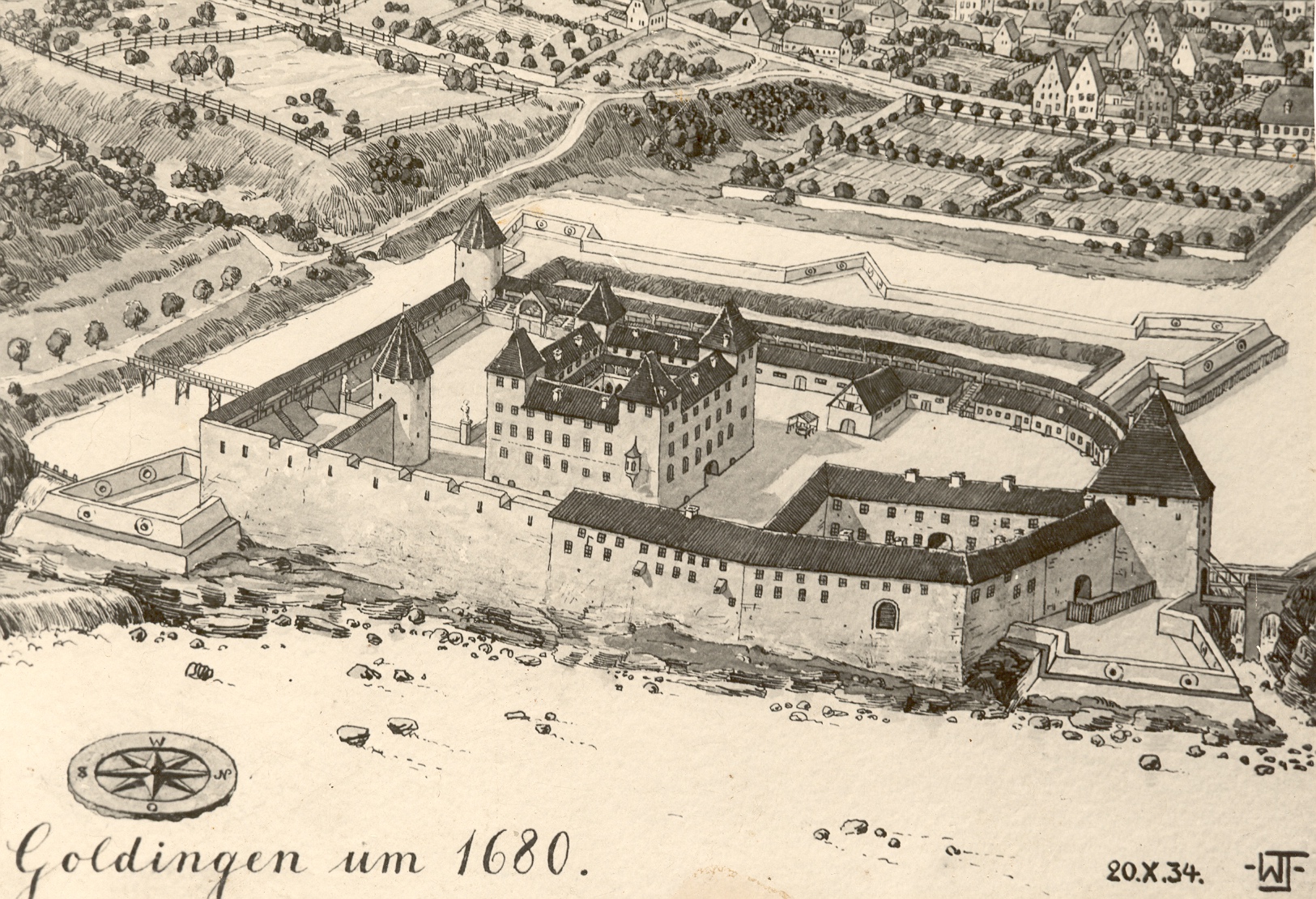 Reconstruction of the Kuldiga Castle in 1680.