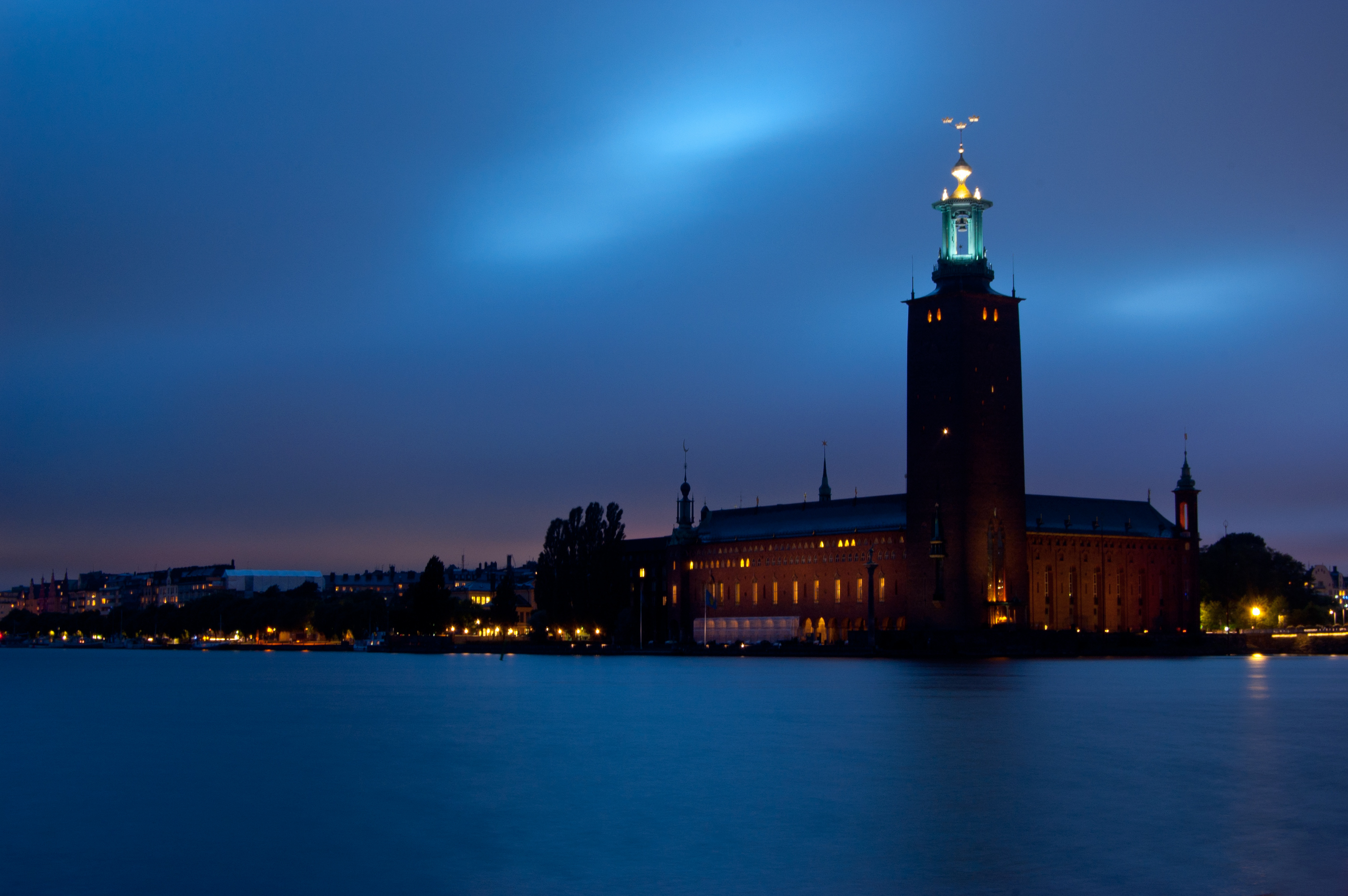 Stockholm City Hall at the dusk
