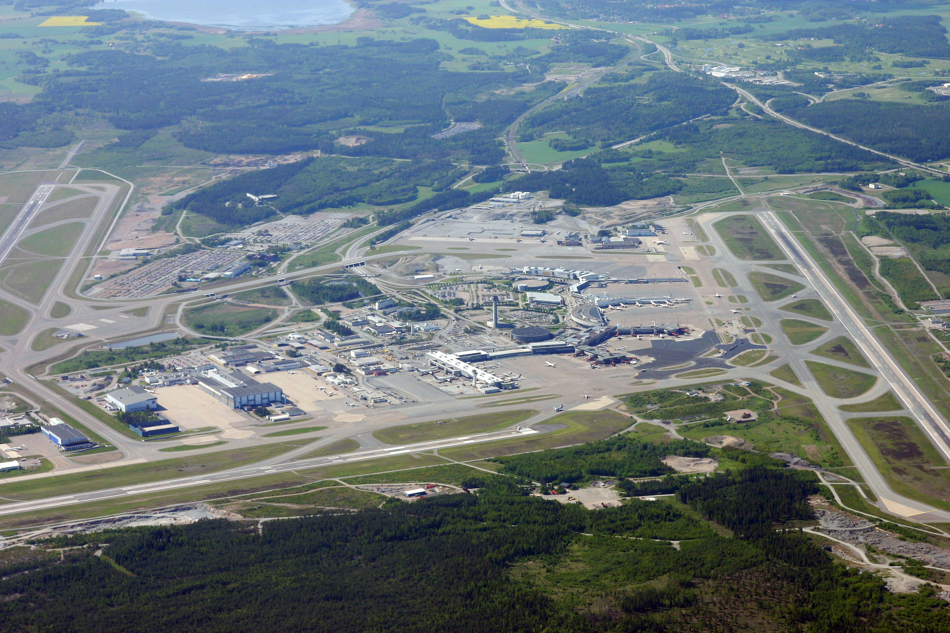 Overview of Stockholm Arlanda Airport from north