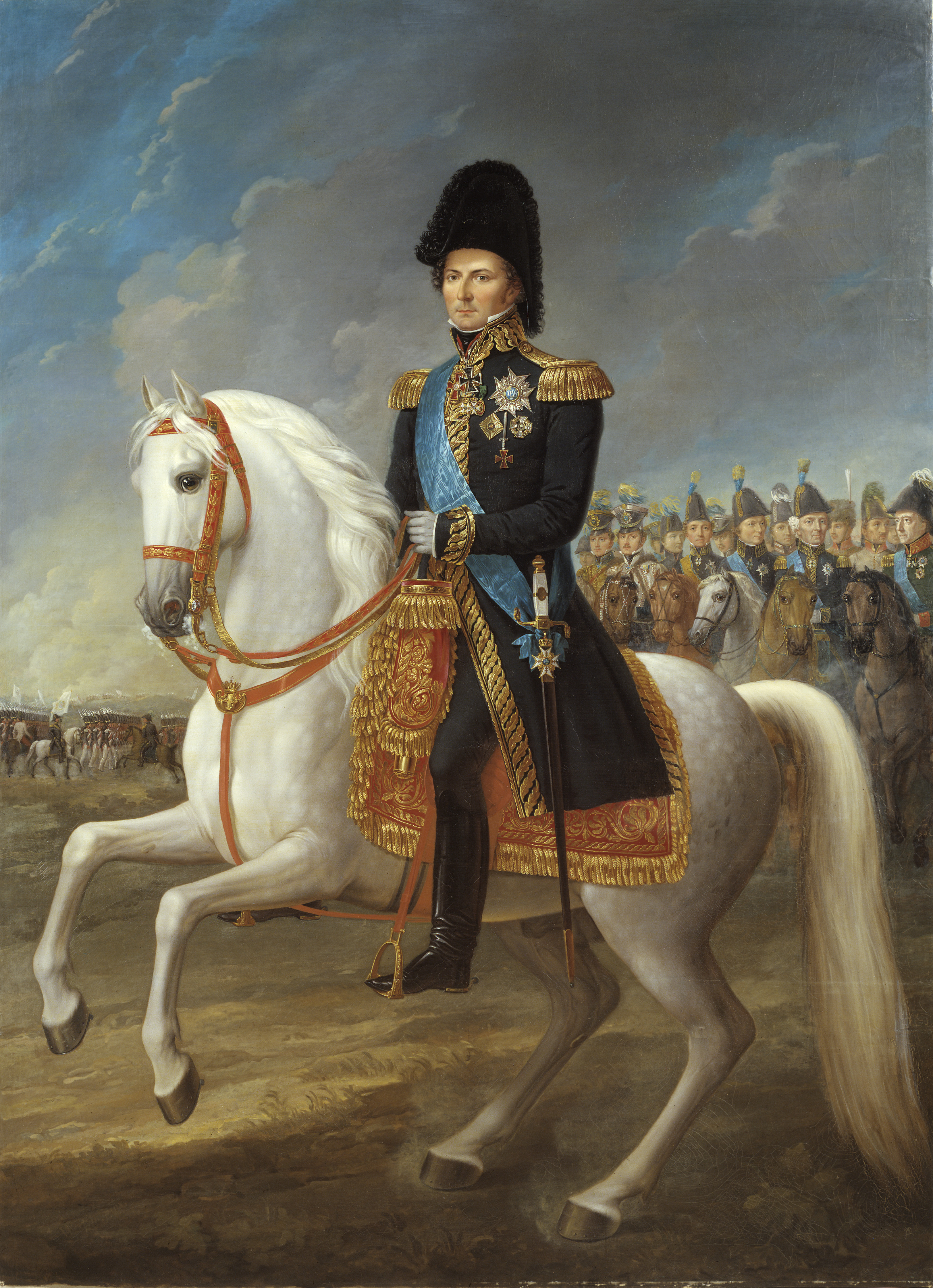 Karl XIV Johan, king of Sweden and Norway (1763-1844), as crown prince, entering Leipzig 1813.