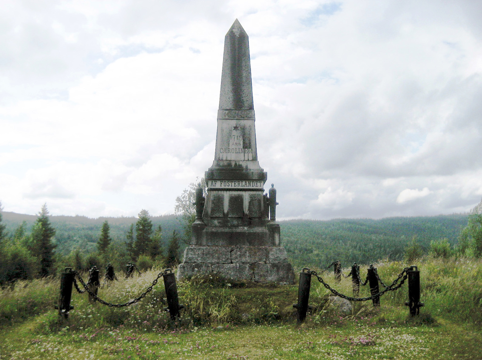 Karolinermonumentet in Duved, Sweden. Raised in memory of the Caroleans who died in the mountains during the Carolean Death March in 1719.