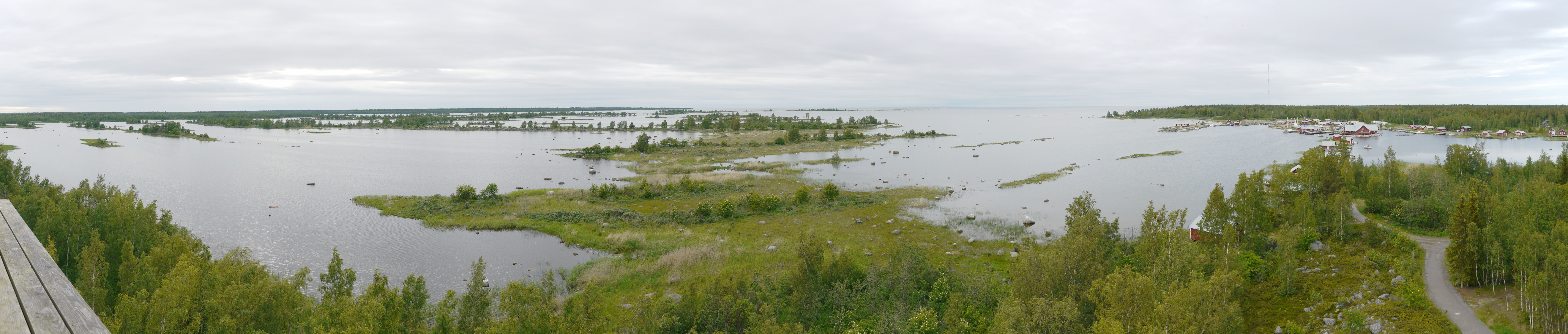 Panorama photo taken from watch tower Saltskär, near Svedjehamn, Björköby, Korsholm, Finland