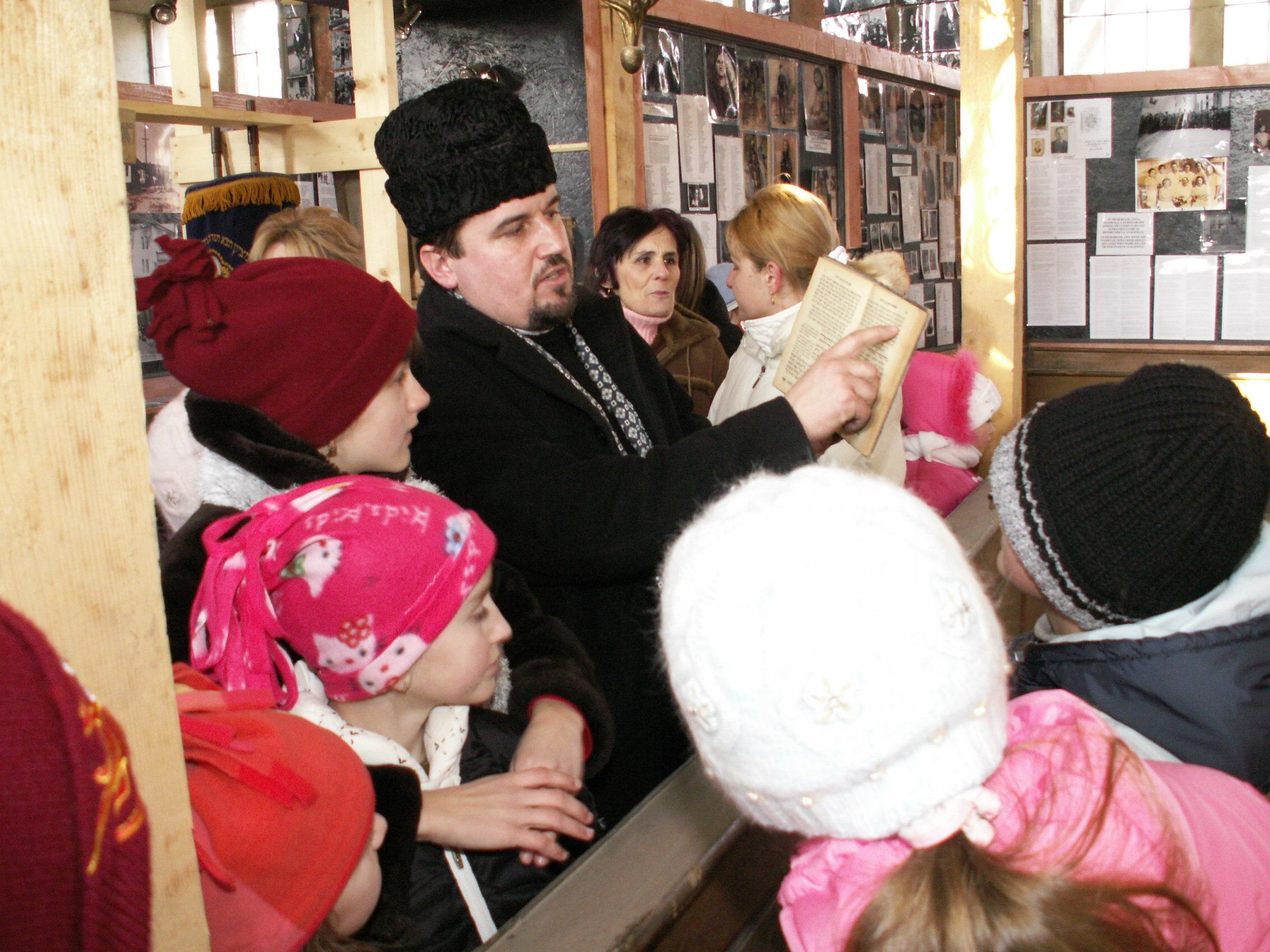 Local Schoolteacher lecturing to his students in the Northern Transylvania Holocaust Memorial Museum
