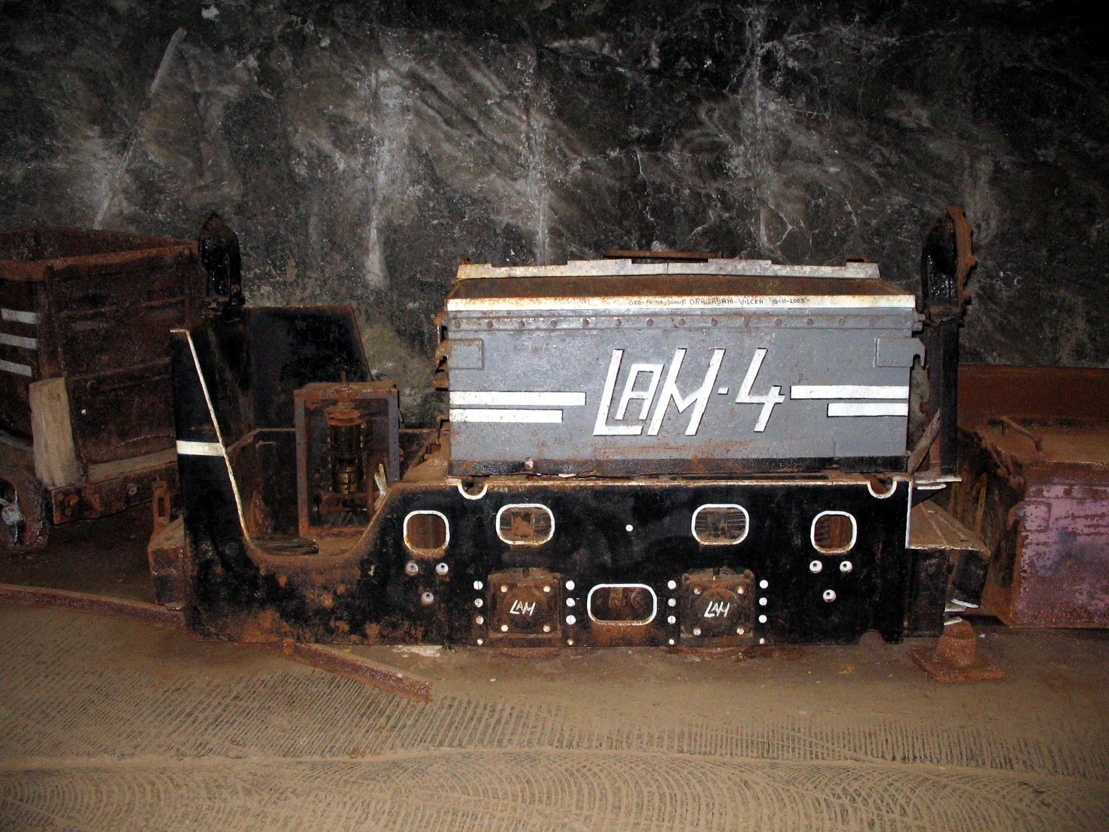 Accumulator mining locomotive. Slănic salt mine, Prahova, Romania