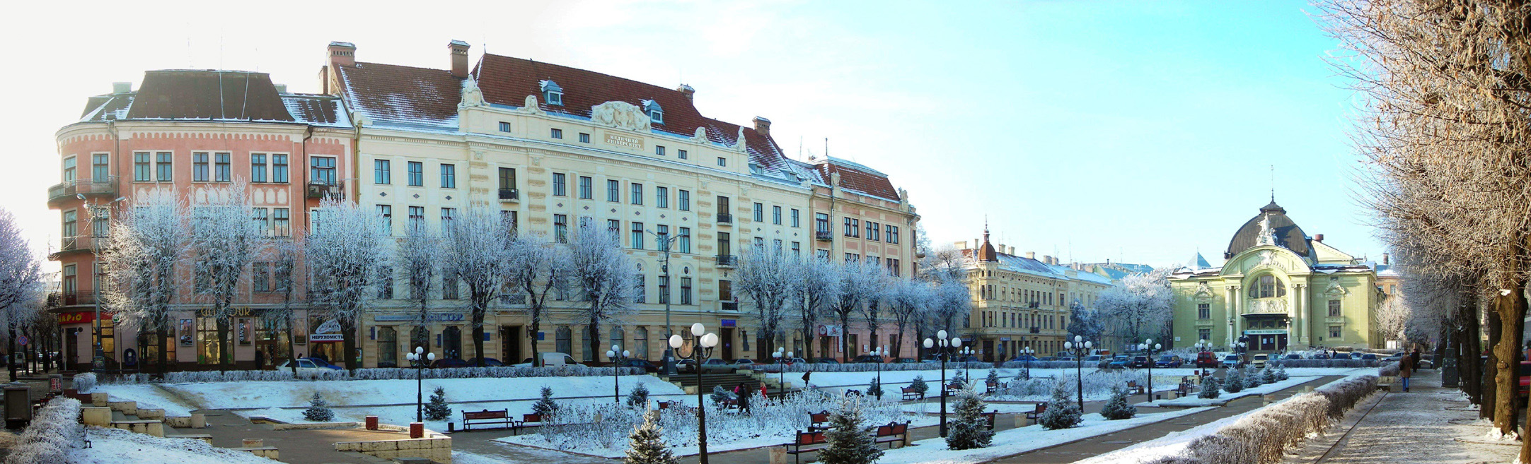 Architectural ensemble of the Chernivtsi Theater Square.