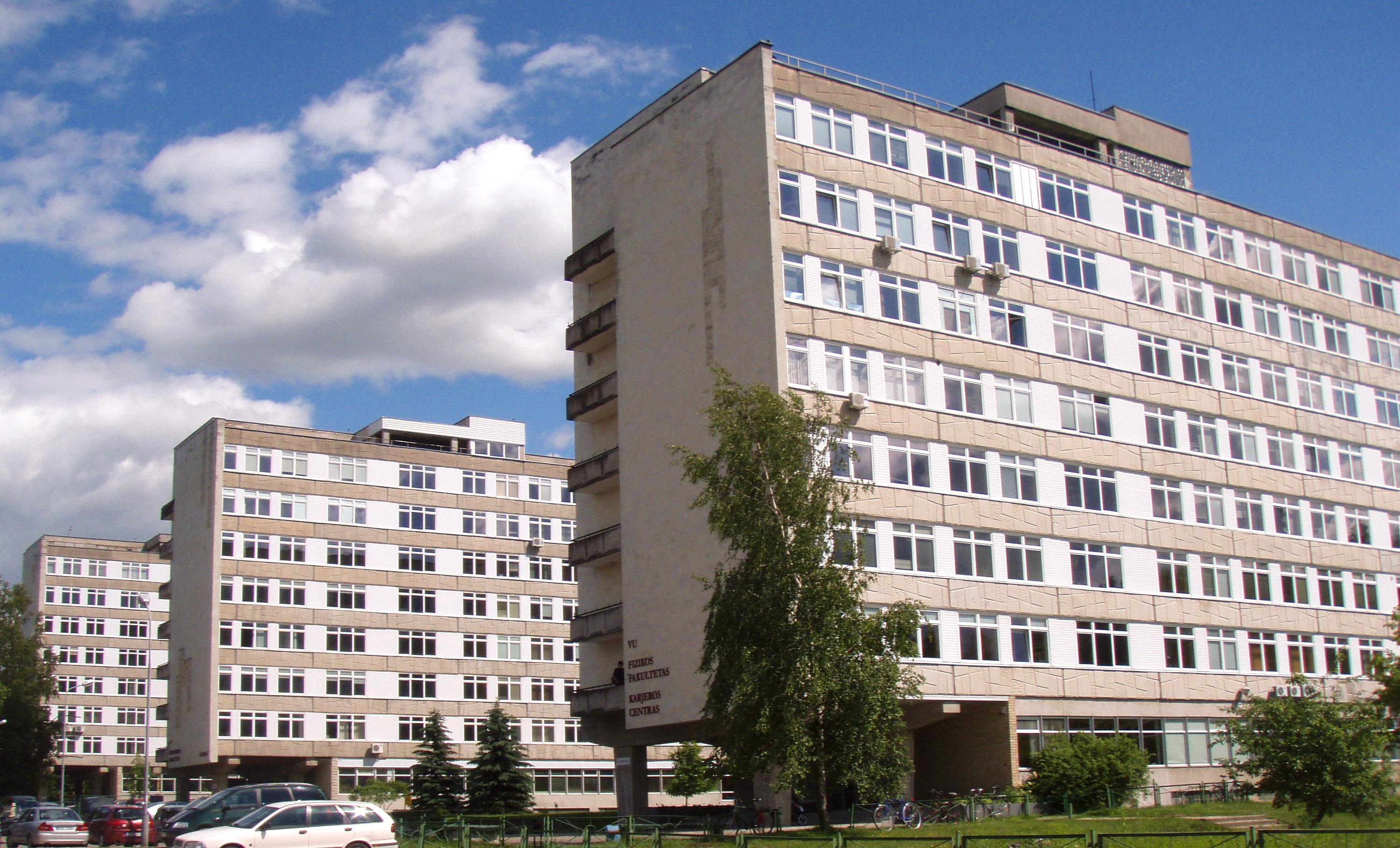 Vilnius university building: faculties of physics, economics, communication and law, informational technologies application center and Institute of Material Science and Applied Research