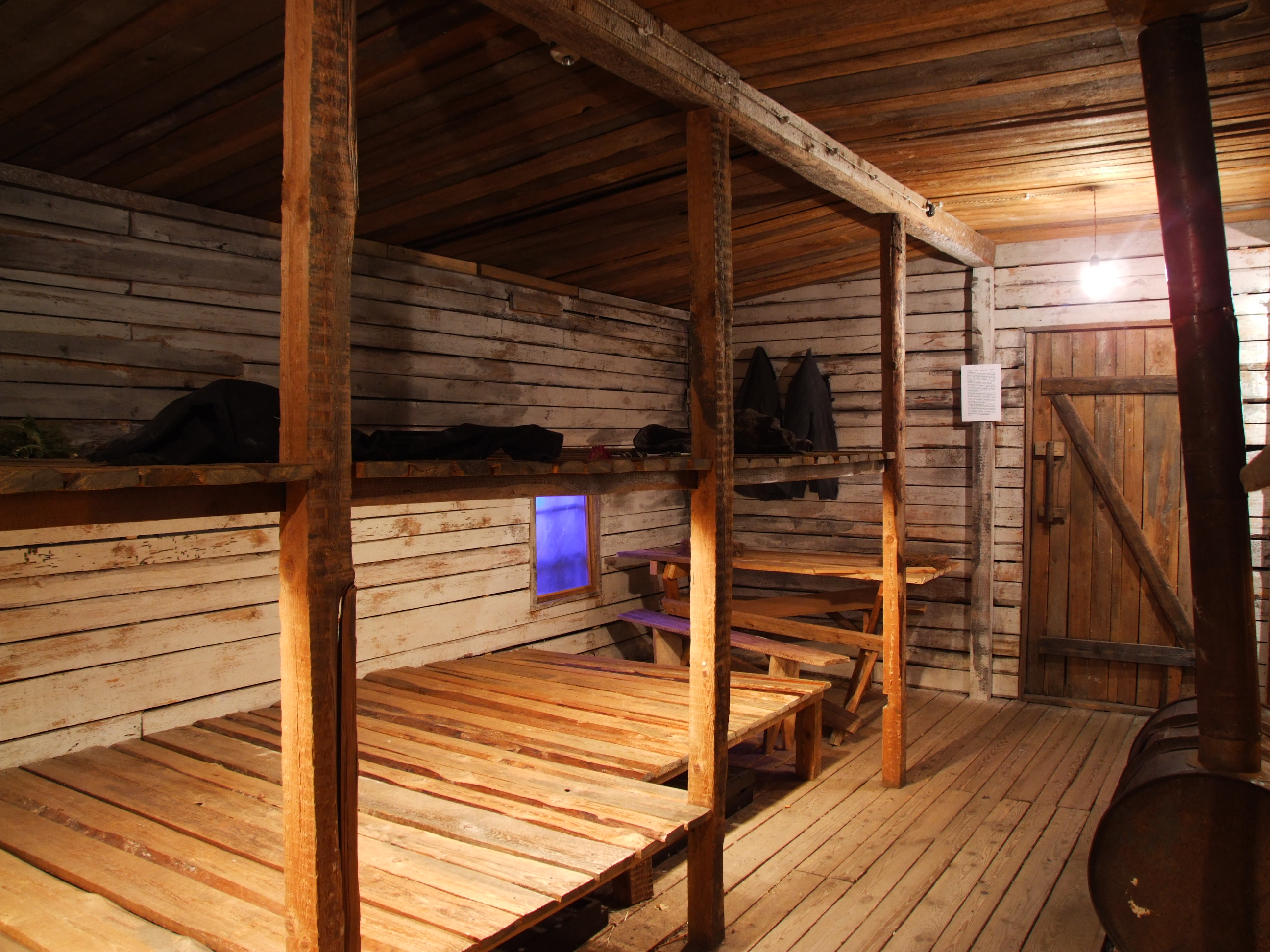 Shack from Gulag - reconstruction in Museum of the Occupation of Latvia. The picture does not say, how many people were crammed into such a shack...
