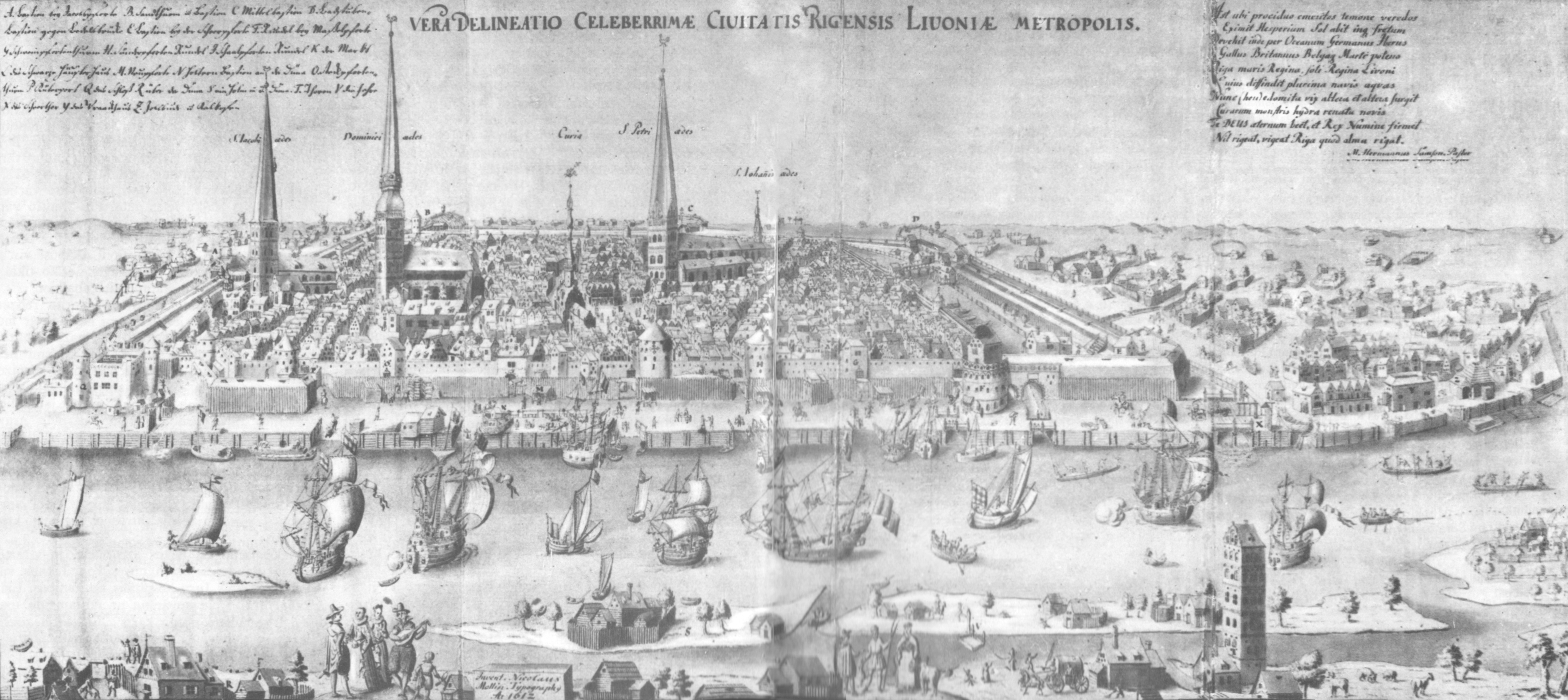 Panorama of the city of Riga in 1612.