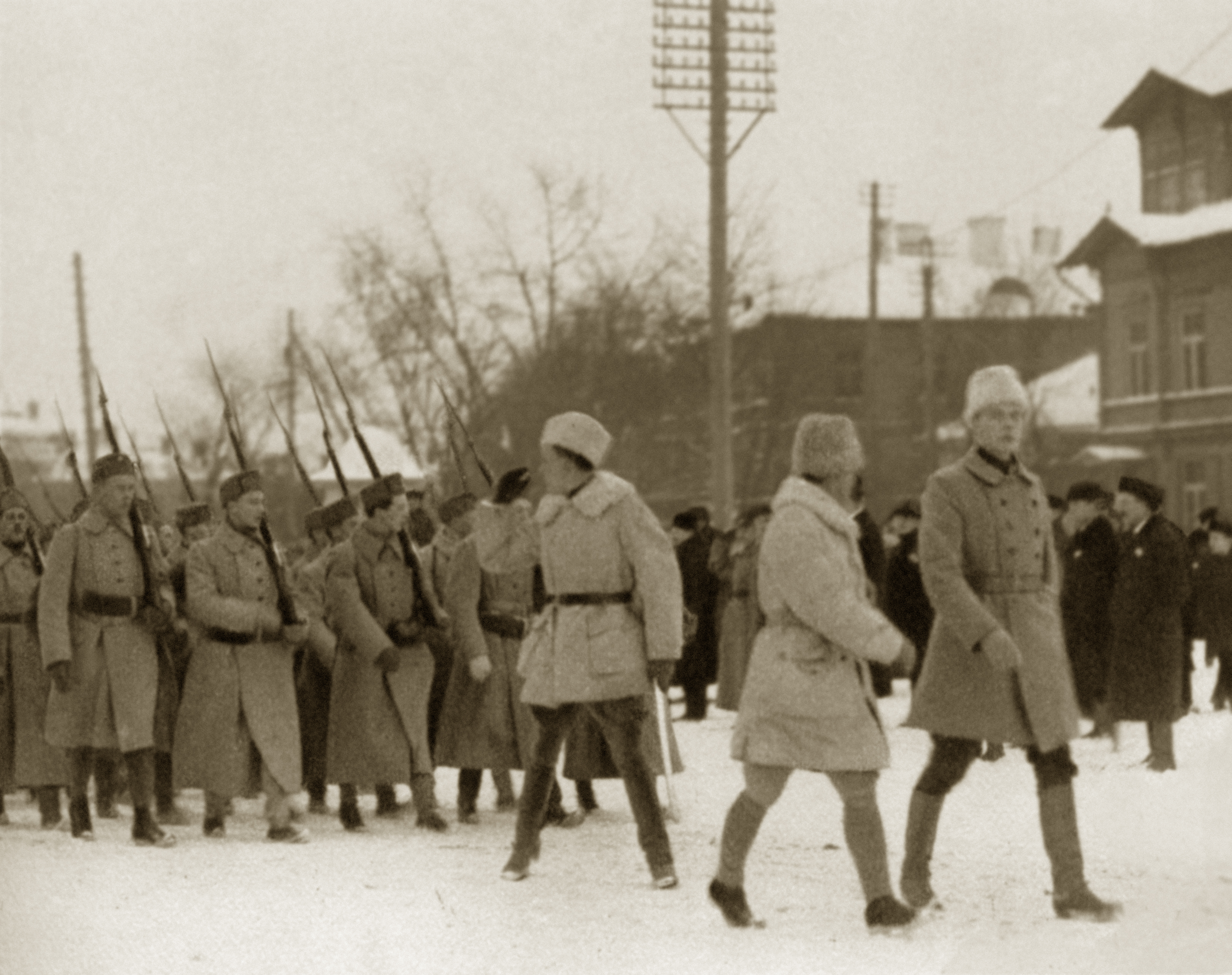 Arrival of Finnish volunteers, Tallinn Estonia December 1918 during Estonian War of Independence