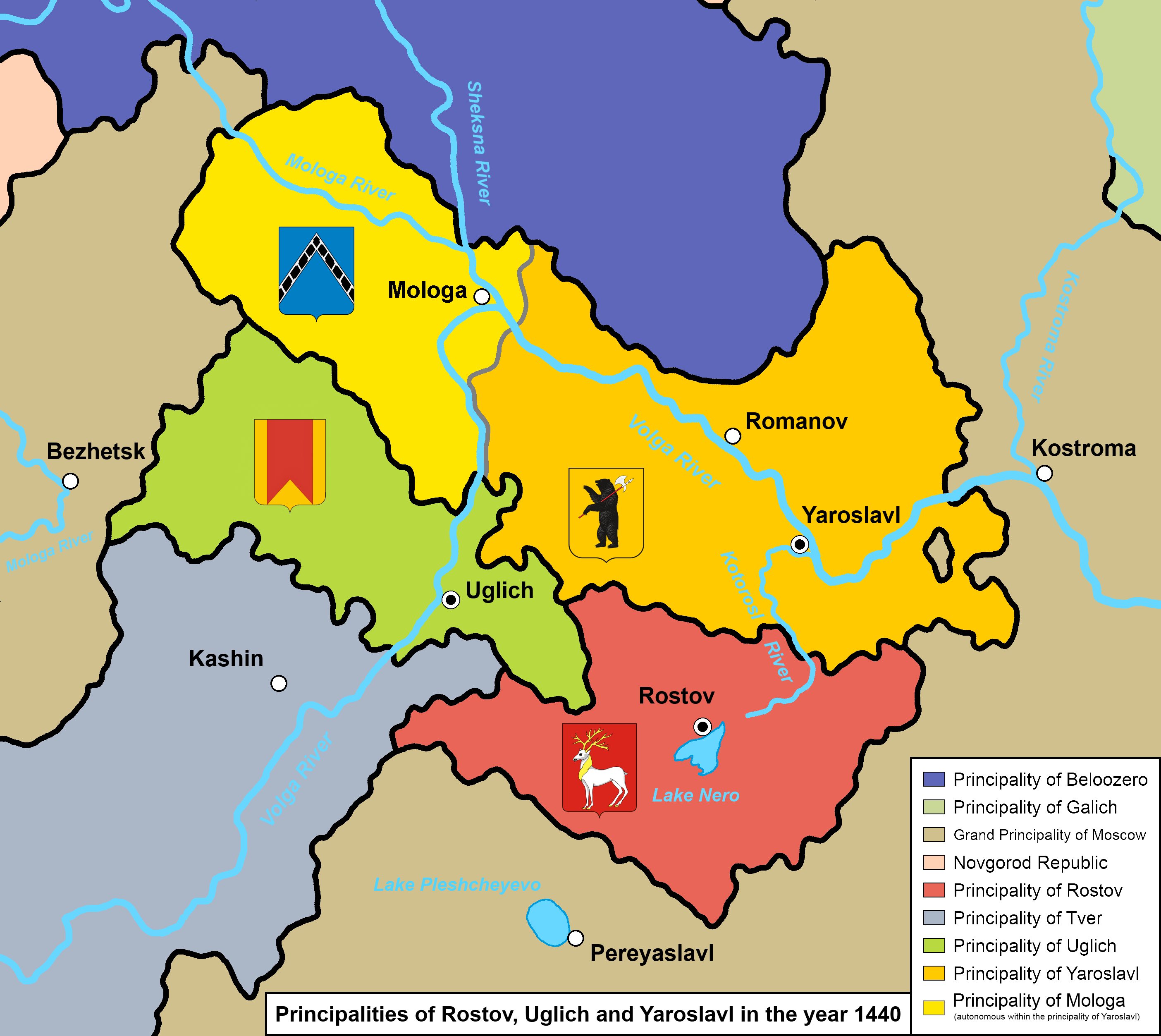 Principalities of Rostov, Uglich and Yaroslavl in the year 1440