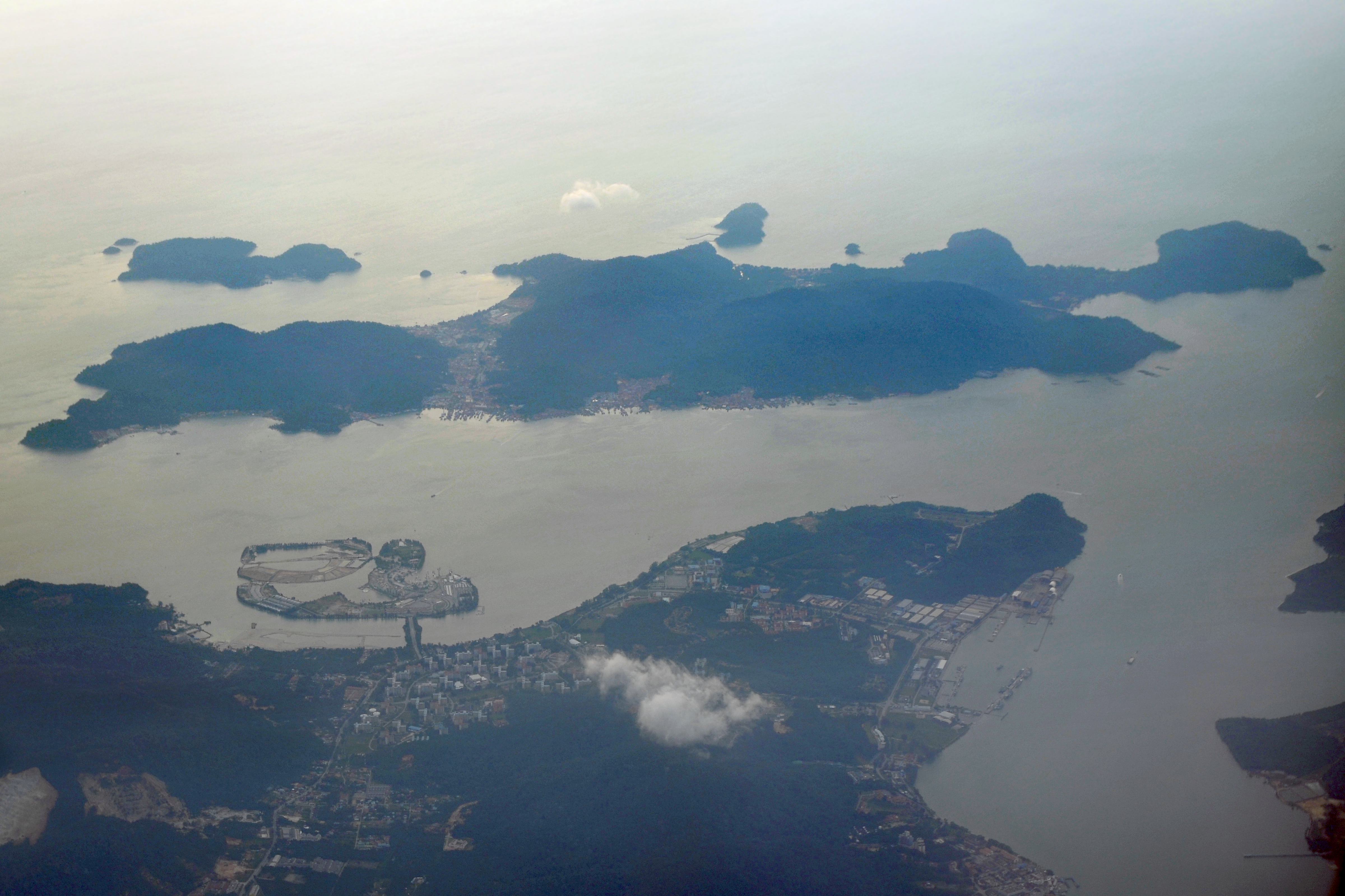 Aerial photograph of Pangkor Island and Lumut from the east.