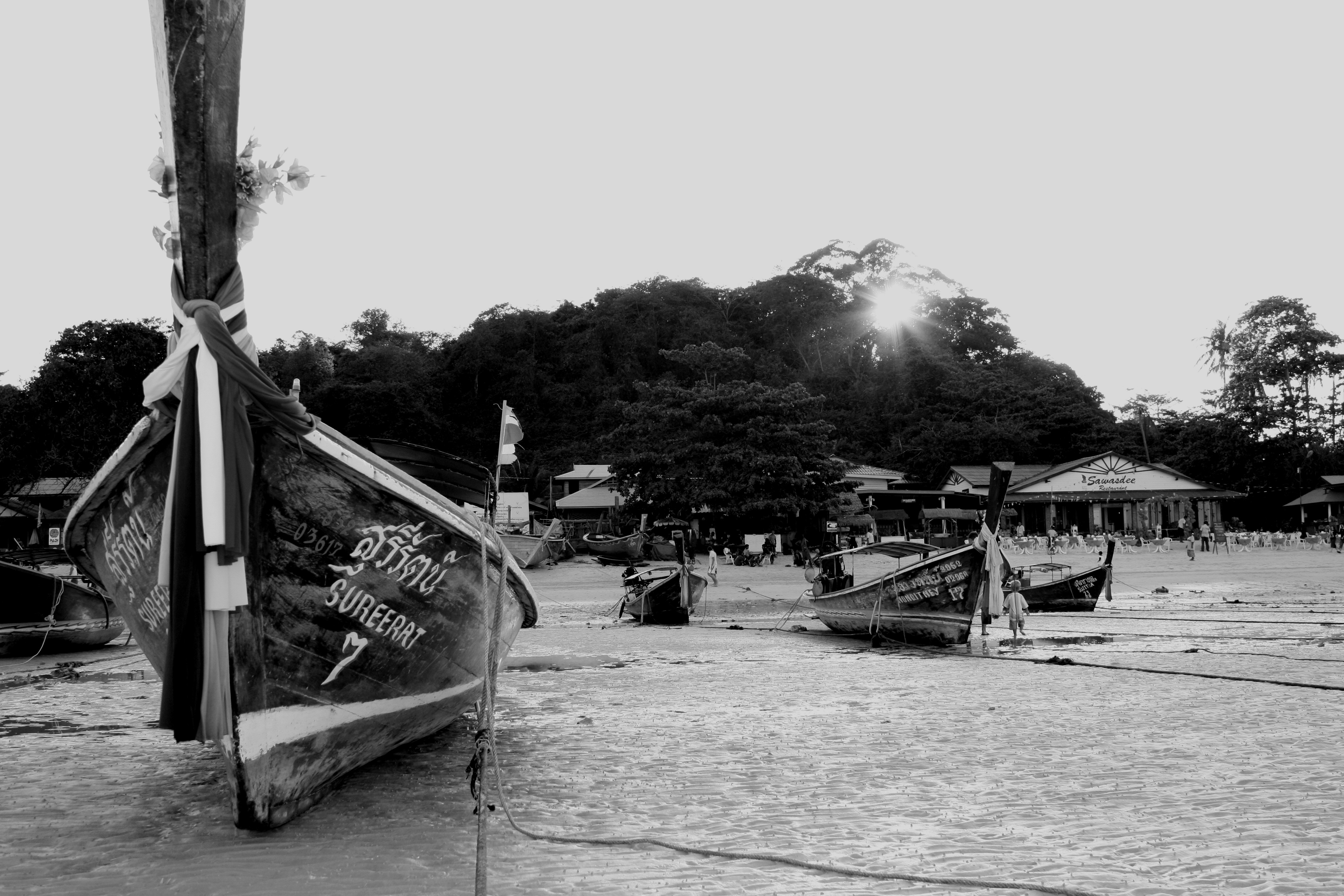 Sunset over a gypsy boat on Koh Phi Phi Island