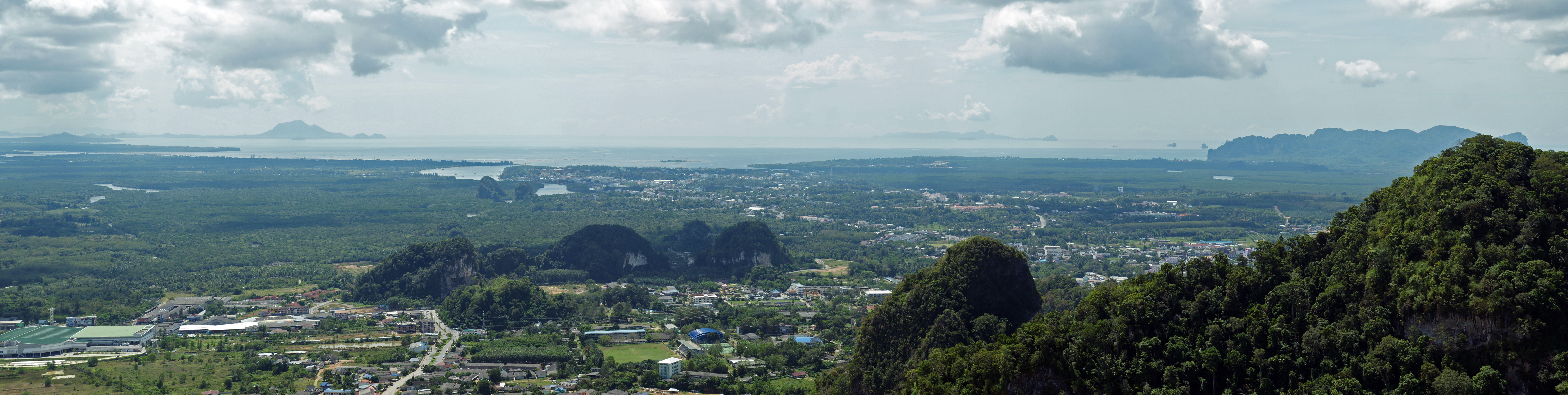 Panoramic view from Tiger Cave Temple, Krabi, Thailand.