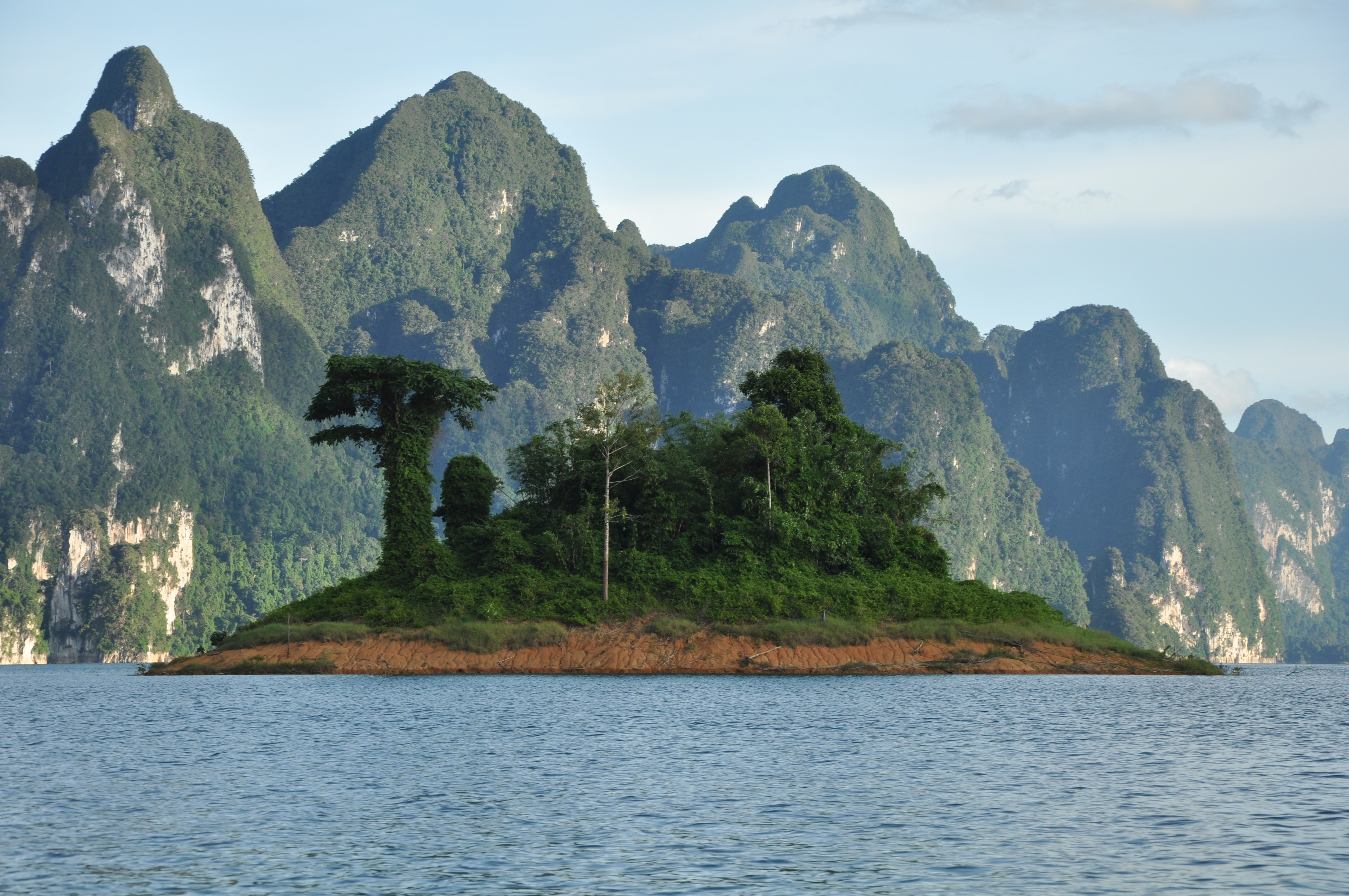 A small island in Cheow Lan Lake in Khao Sok National Park
