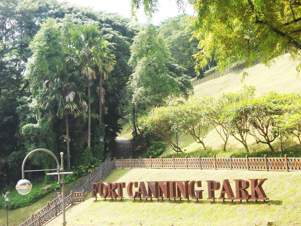 A Fort Canning Park sign near River Valley Road, Singapore.