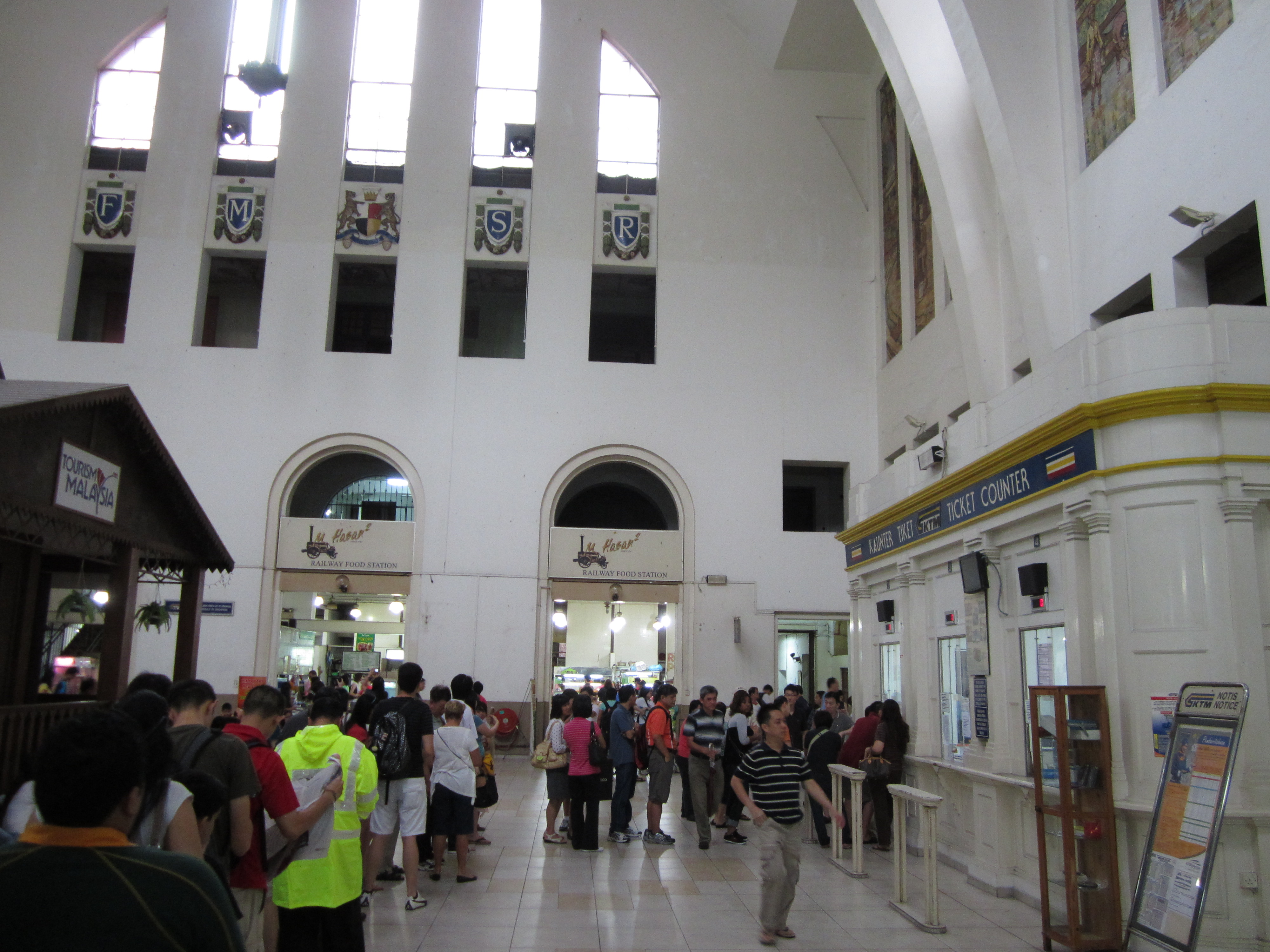 The interior public hall of the Tanjong Pagar Railway Station in Singapore.