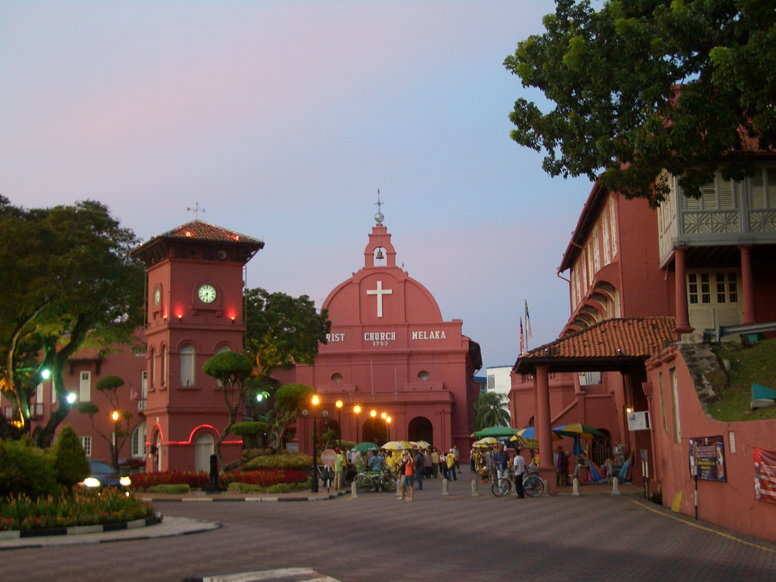 A view of Dutch square in Melaka, with Christ Church in the center