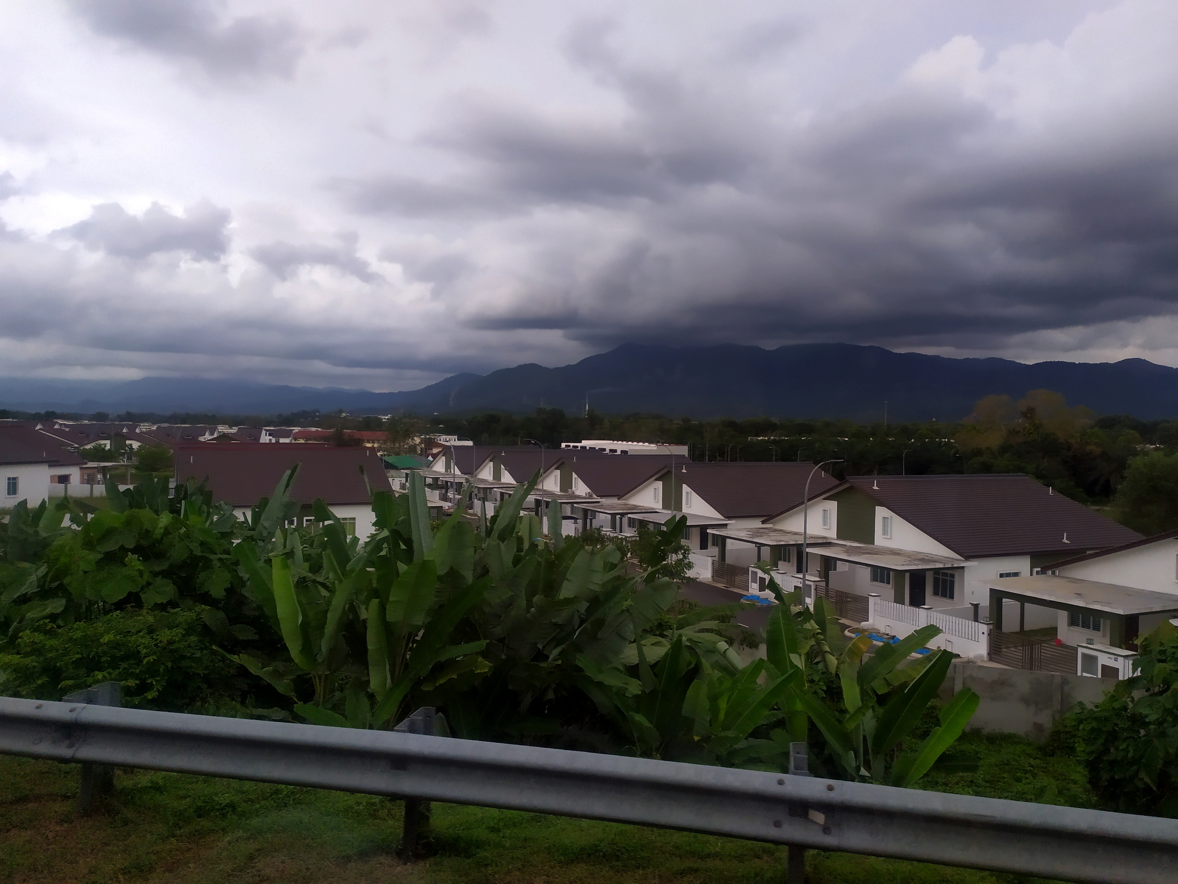 View of the southern section of the Titiwangsa Mountains near Senawang, the southern suburb of Seremban, Negeri Sembilan, Malaysia.