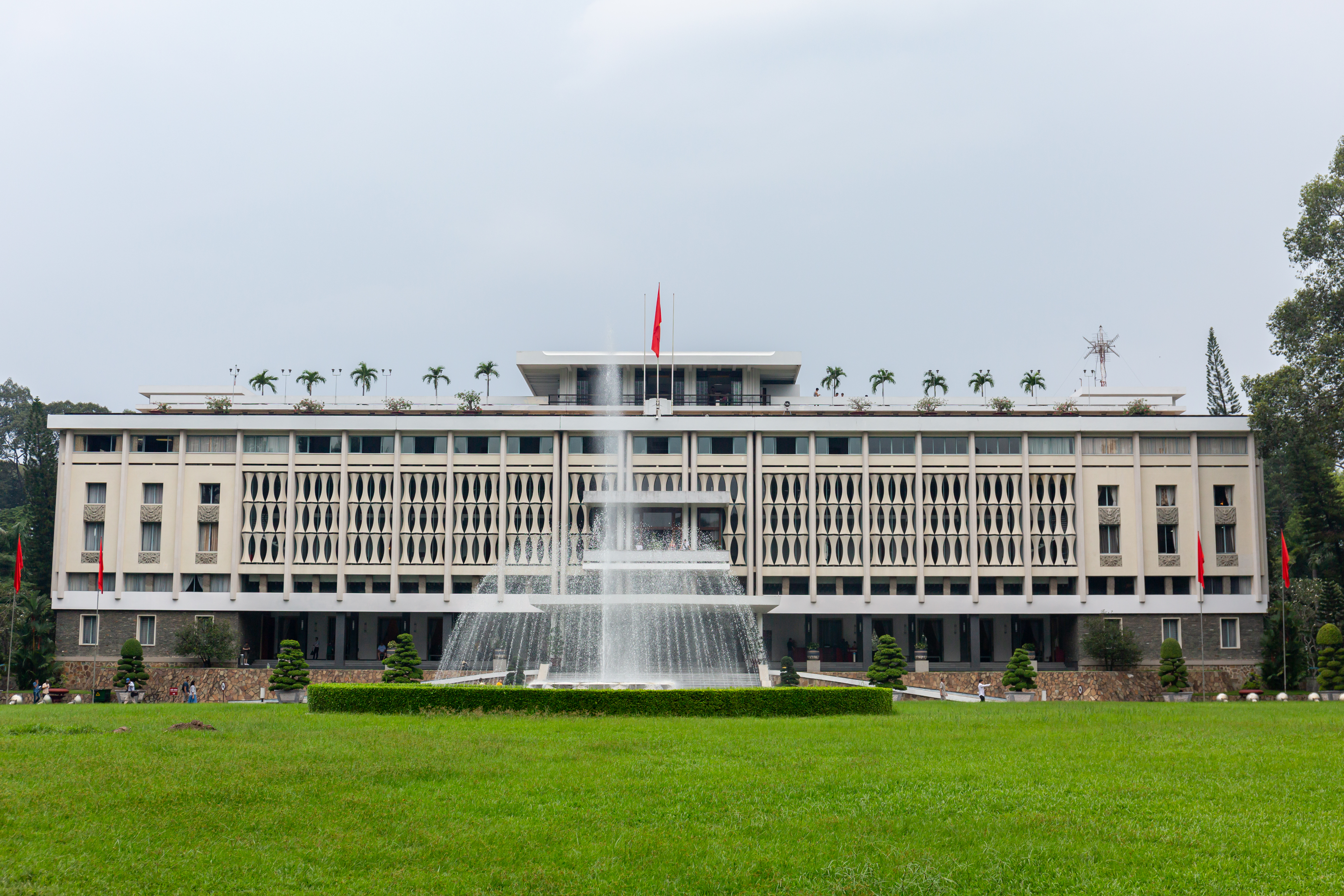 The view of the front of Independence Palace in Ho Chi Minh City in Vietnam.