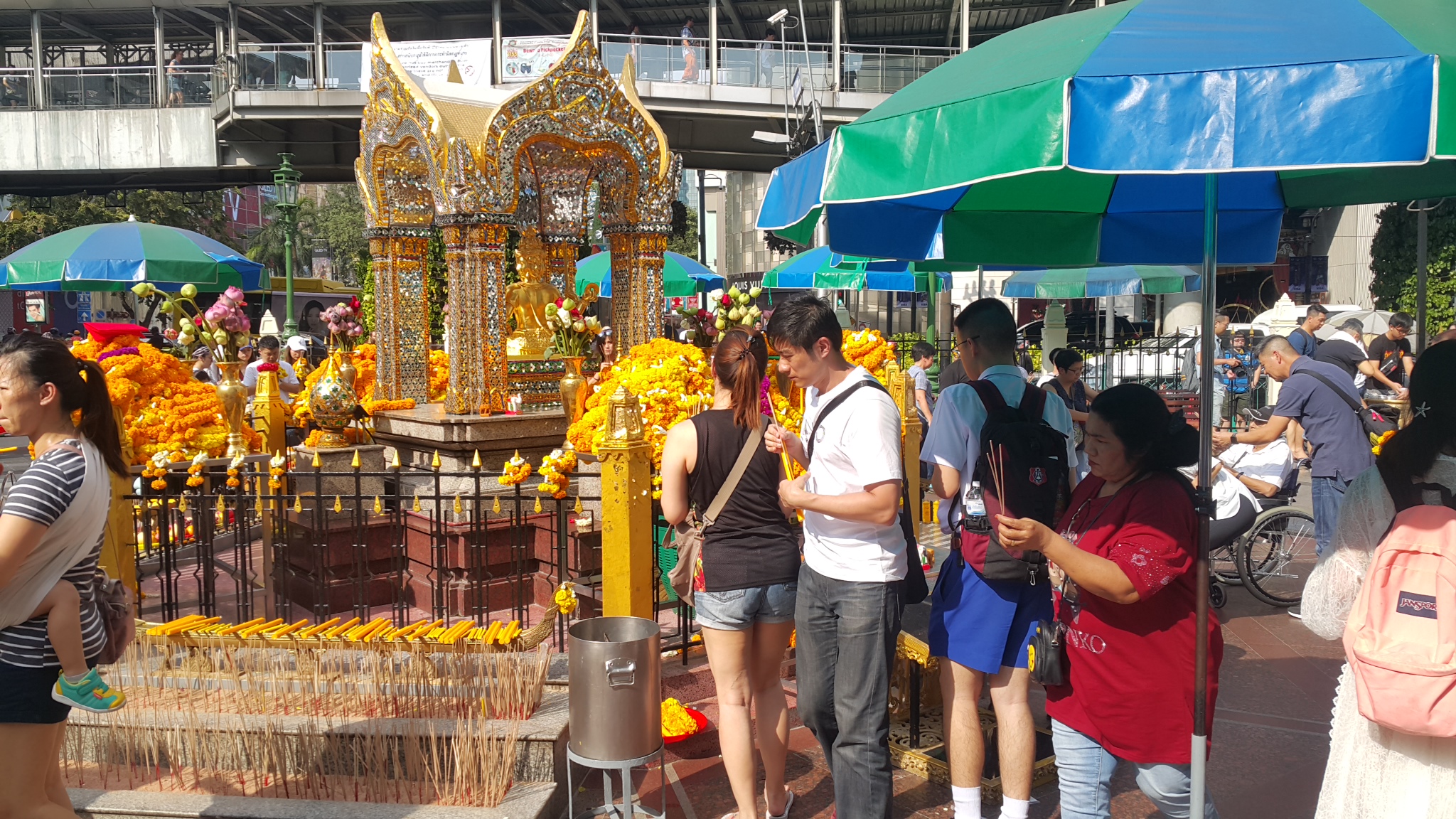 People praying at Erawan Shrine Bangkok 2018