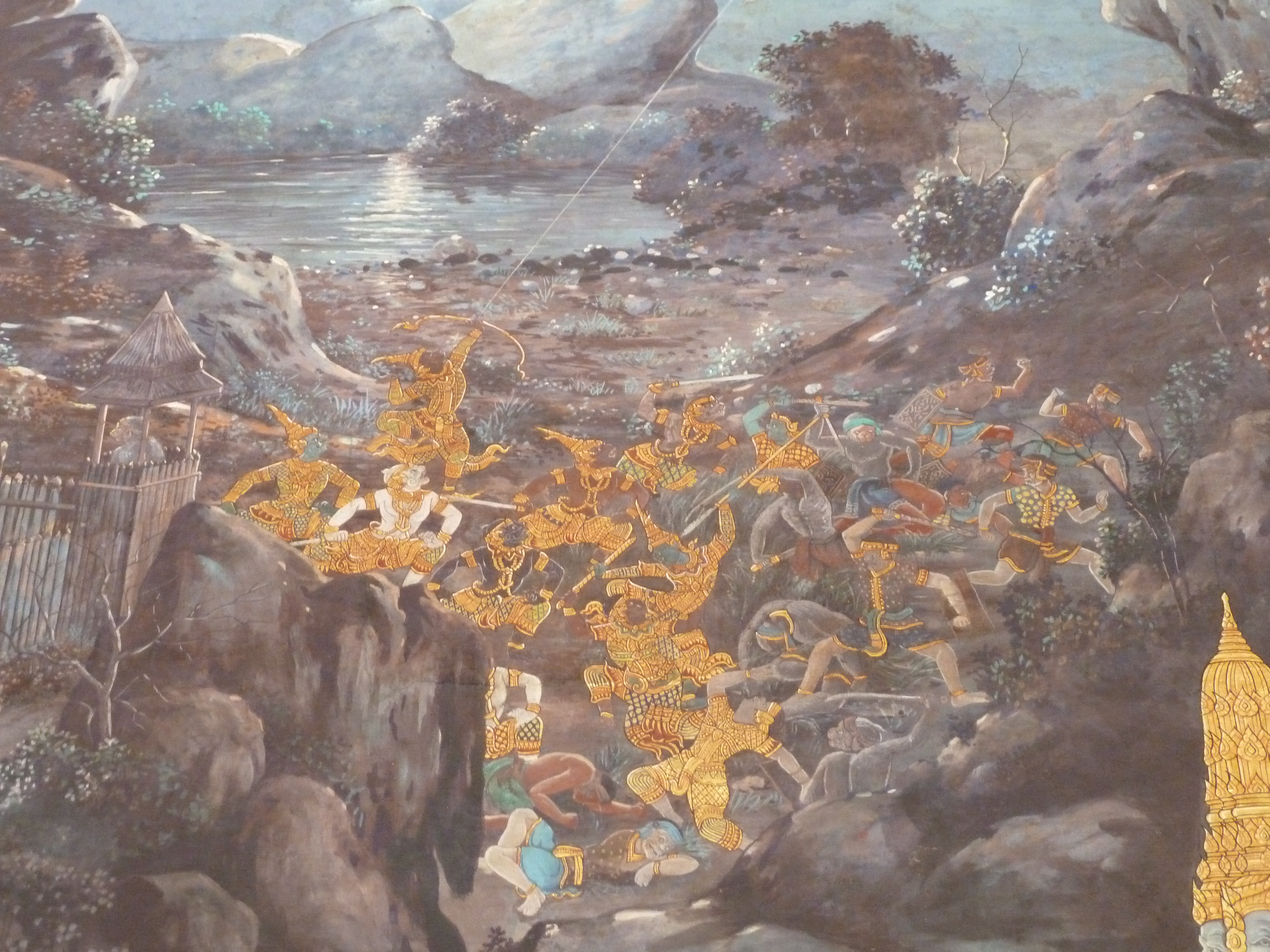 Murals in Wat Phra Kaew, the Grand Palace, Bangkok, Thailand