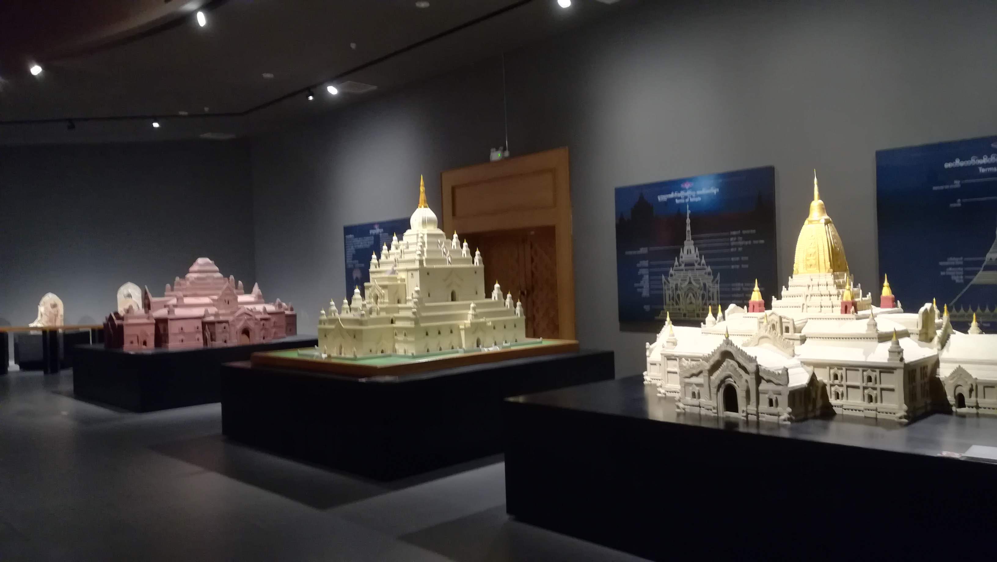 Miniature models of pagodas at UNESCO World Heritage Site Bagan, in National Museum, Naypyidaw, Myanmar, Sep 2019
