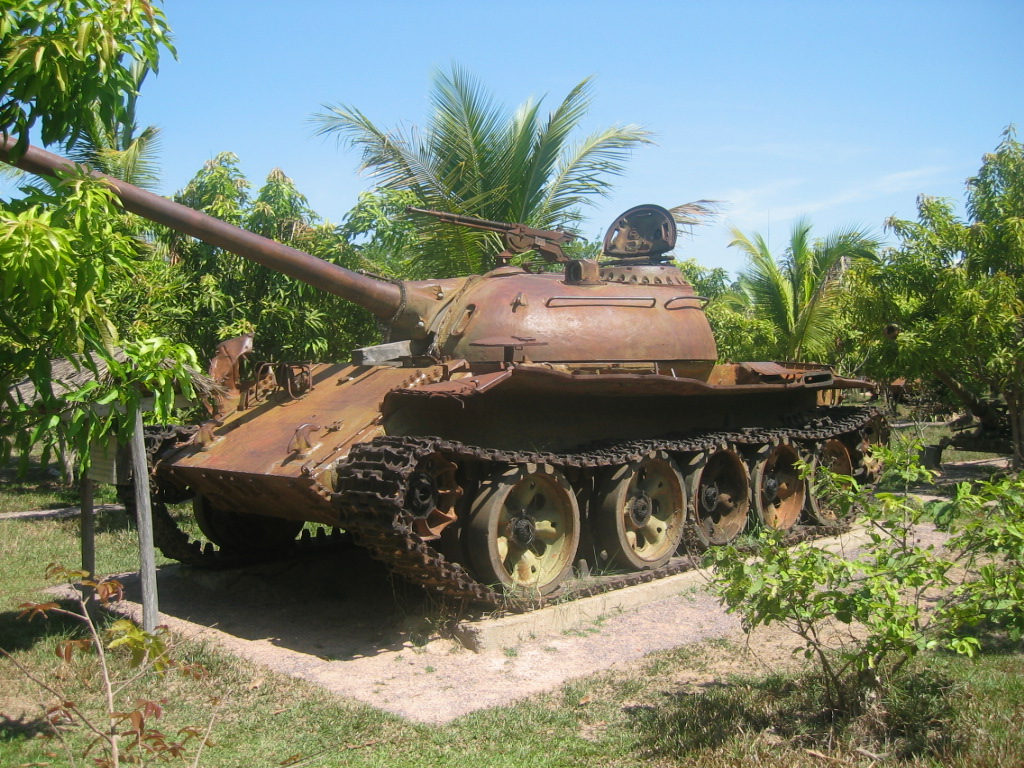 T-55 tank from the recently ended Cambodian civil war at the war museum in Siem Reap, Cambodia.