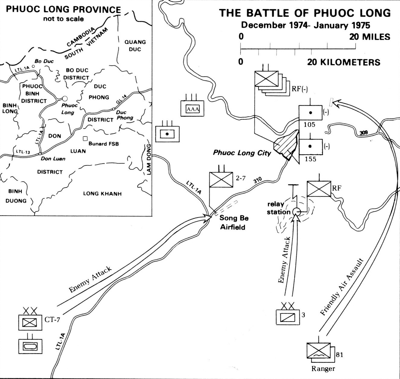 Map of the Battle of Phuoc Long in South Vietnam, 1974-1975