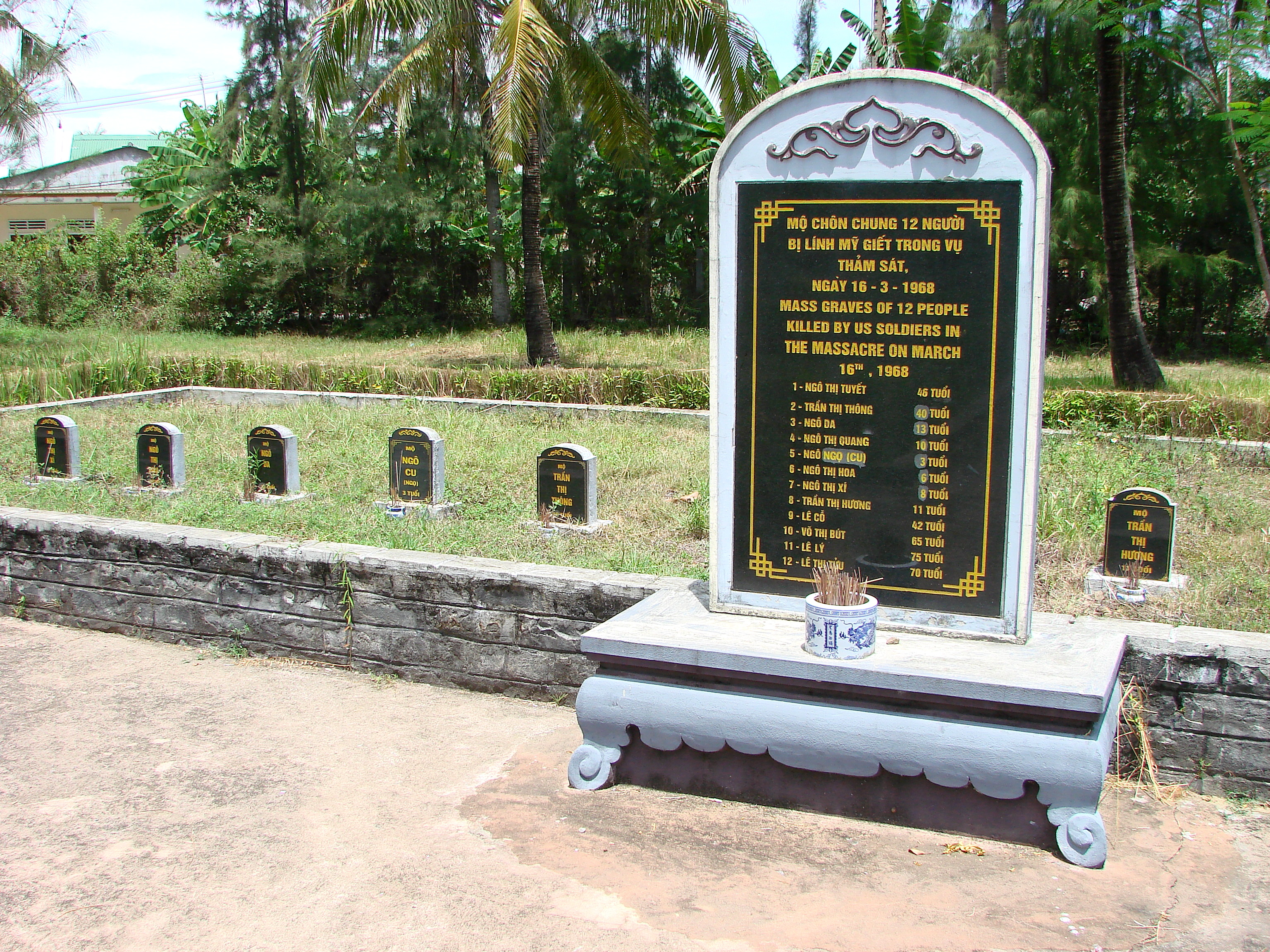 Mass grave for 12 victims of the My Lai massacre, 16 March 1968. My Lai memorial site, near Quang Ngai, Vietnam. June 2009.