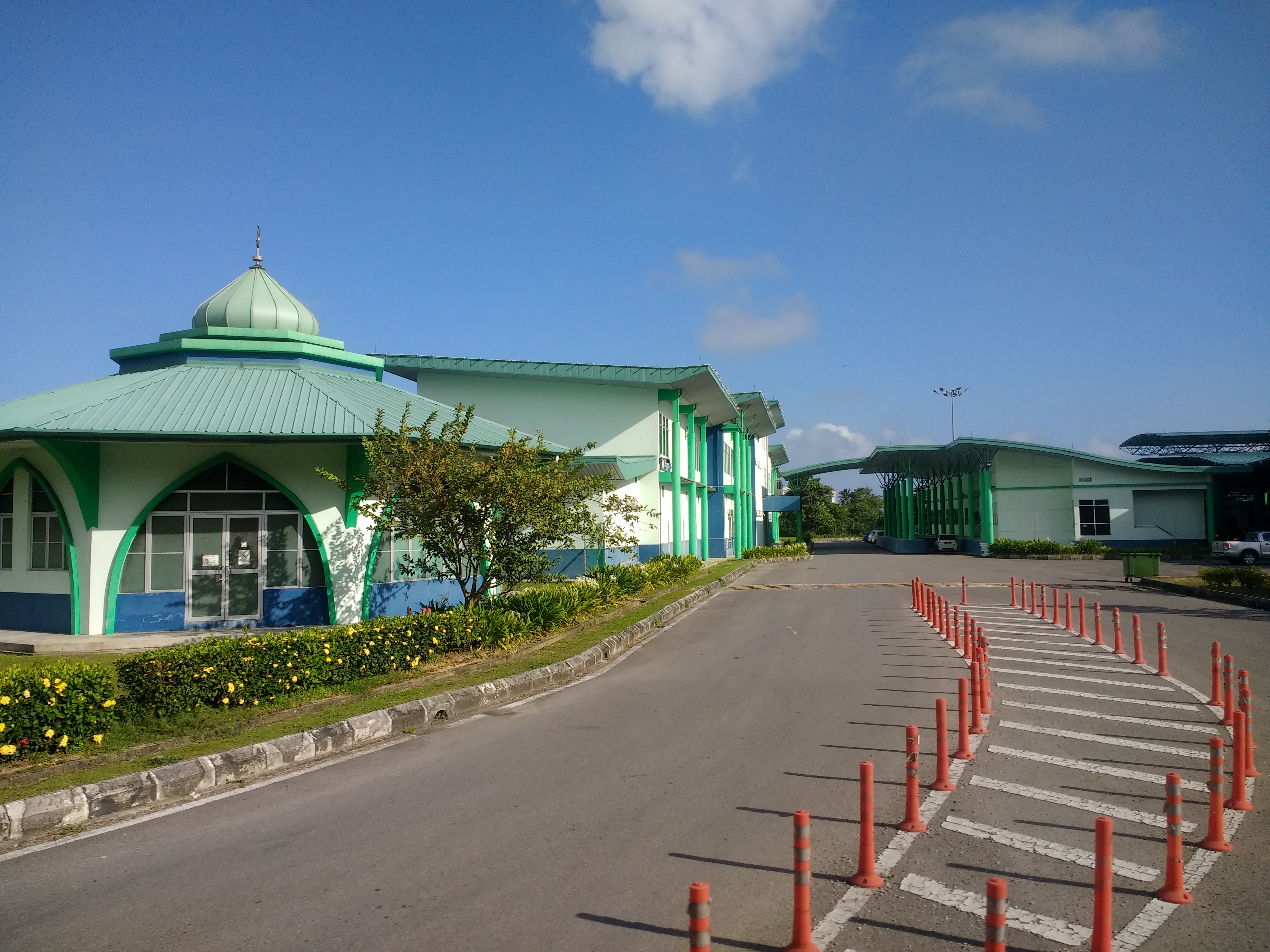 Part of the Malaysian border control complex near the border with Brunei on the road between Miri and Kuala Belait.