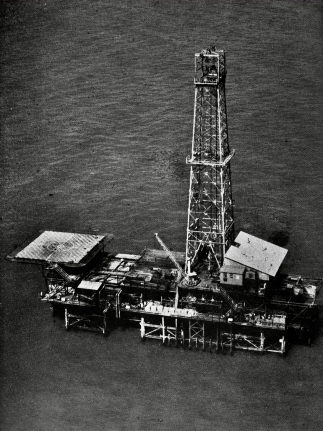 Brunei Shell Petroleum Company's Marine Platform "G" off the coast of Seria in 1958.