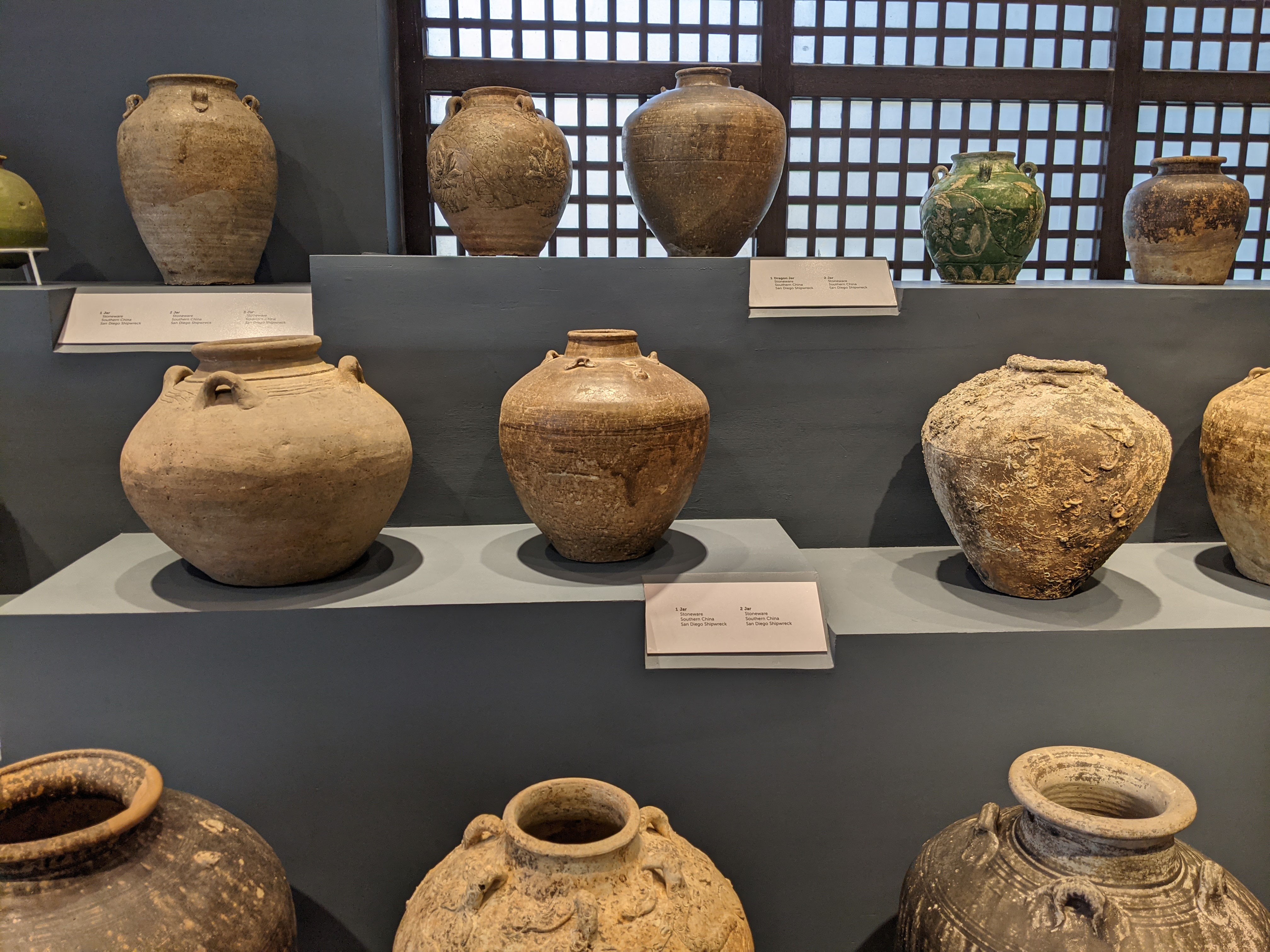 Stone wares recovered from the San Diego shipwreck displayed at the National Museum of the Philippines - Cebu