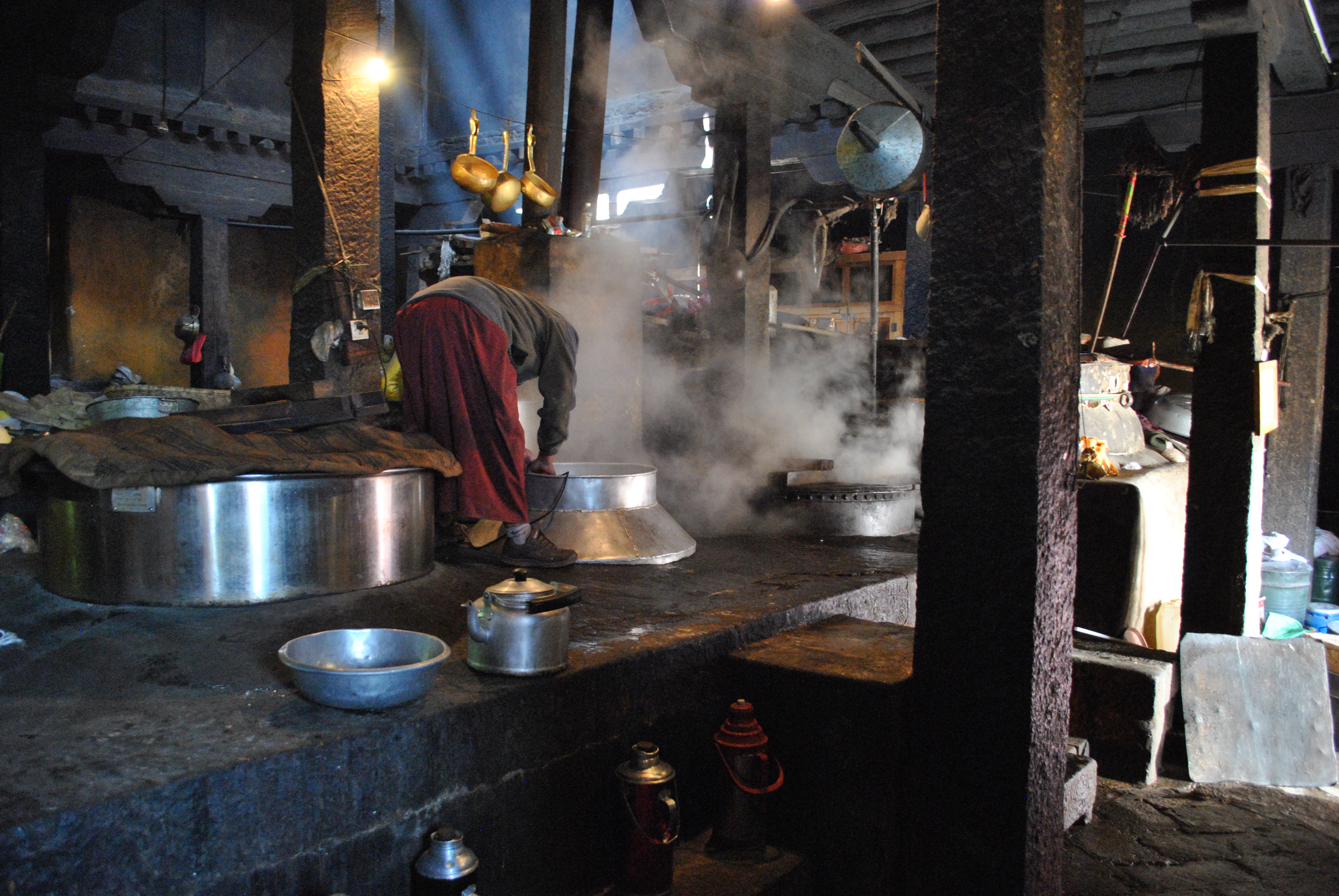 Kitchen of the Drepung monastery in Tibet