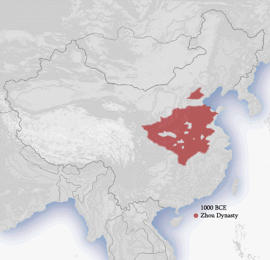 The approximate territories of dynasties in China. Drawn by Ian Kiu. Derived from China_map.png by Nat. 

Qing Dynasty 1892'
Hong Kong Island in 1842 and Kowloon in 1860 were ceded to British Empire rule.
Tang Dynasty 700 A.D.
Western territories corresponds to the Protectorate General to Pacify the West.
Not shown are the Uyghurs, and Balhae, who were also active in Northern China; Tufan Kingdom in the Tibetan Plateau; Nanchao Kingdom in modern day Yunnan and Sichuan.
Warring States 350 B.C.
The state of Wei(魏) (in magenta red) should not be confused with the smaller state of Wei(衛) (in pink); whose names share the same pronounciation in Standard Mandarin and therefore have identical romanizations.
Not shown are the Hung Nou to the north, remnants of the state of Yut in the south, and the clans of Ba and Shu in the southwest.