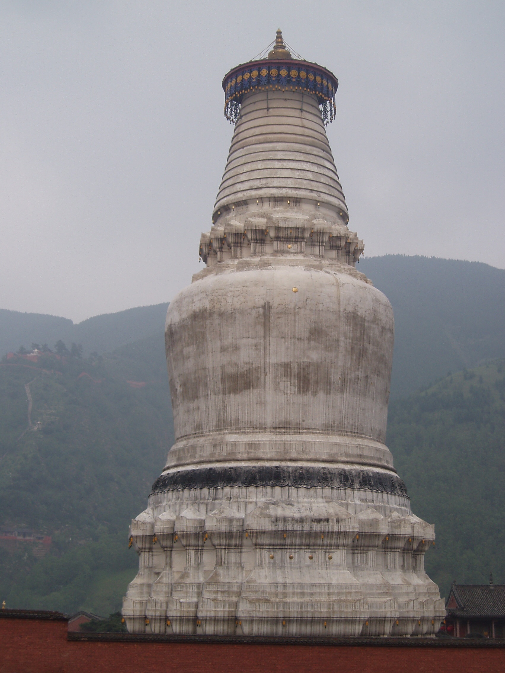 The Great White Pagoda of Tayuan Temple in Wutaishan, China. It was built in 1582 (as inscribed on a stone tablet there), during the Ming Dynasty.