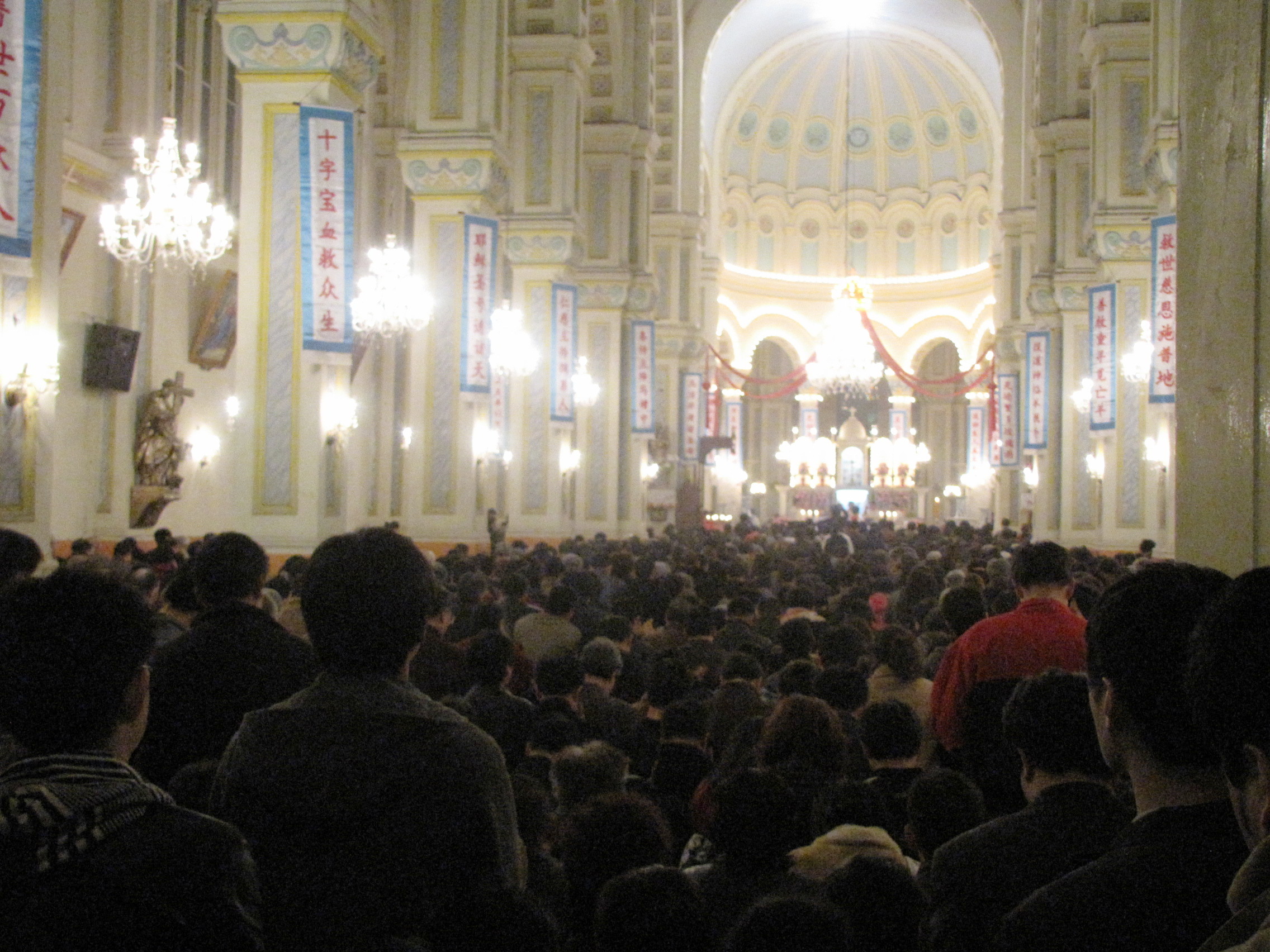 China, Tianjin, Xikai catholic cathedral, 2010 Easter night.