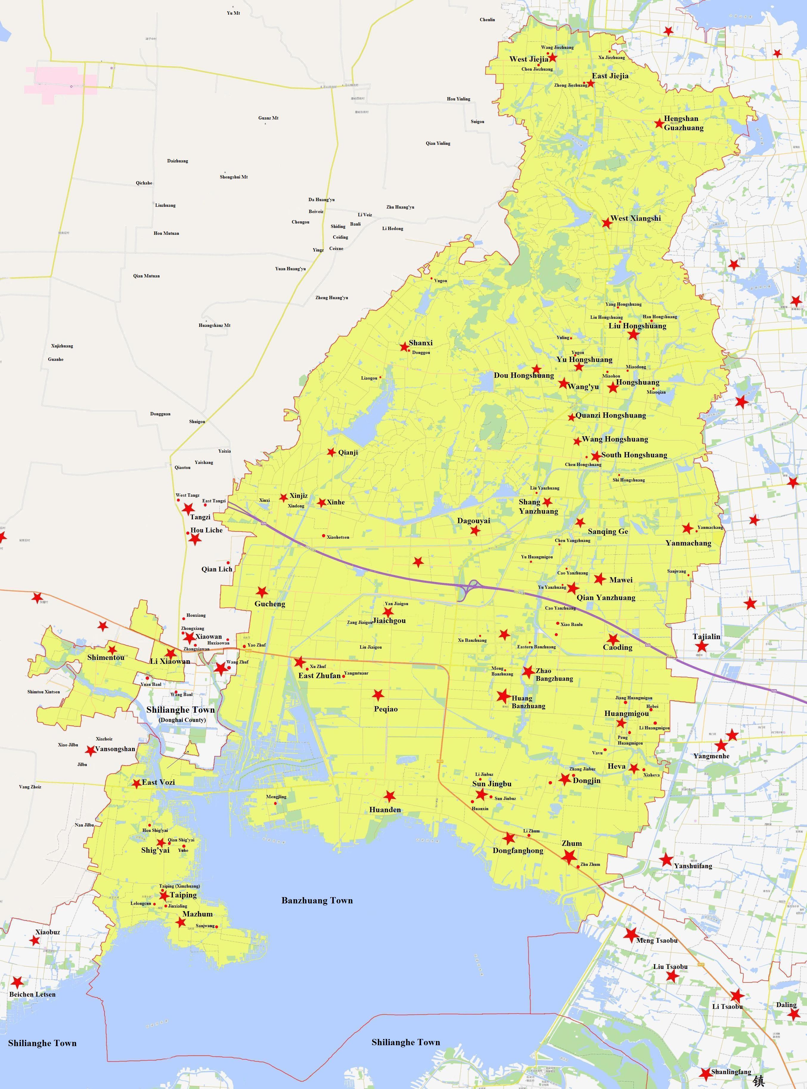 Administrative Map of Banzhuang Town, Ganyu, Jiangsu