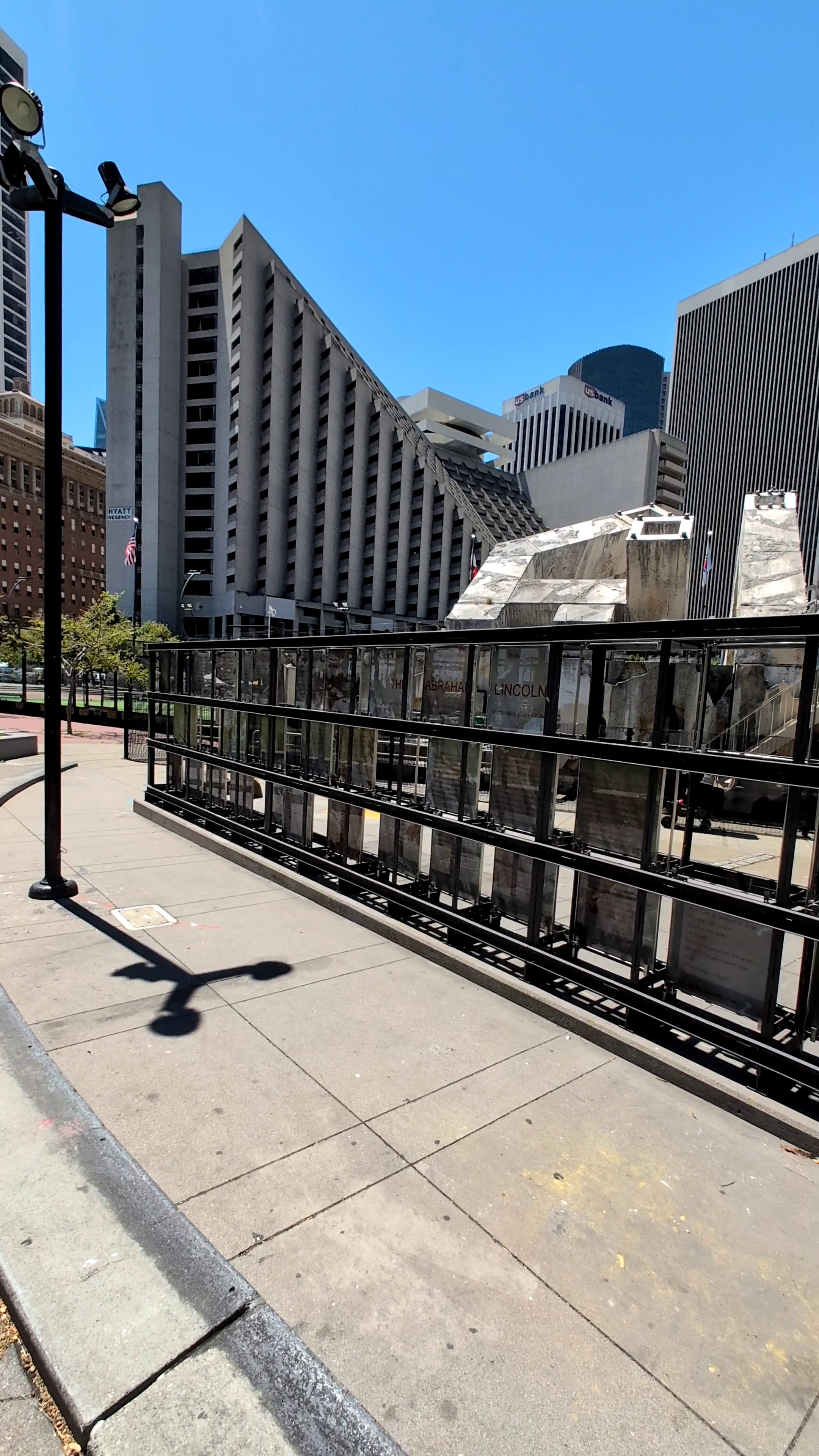 Photo of the Abraham Lincoln Brigade Monument in Embarcadero Plaza, San Francisco, California.