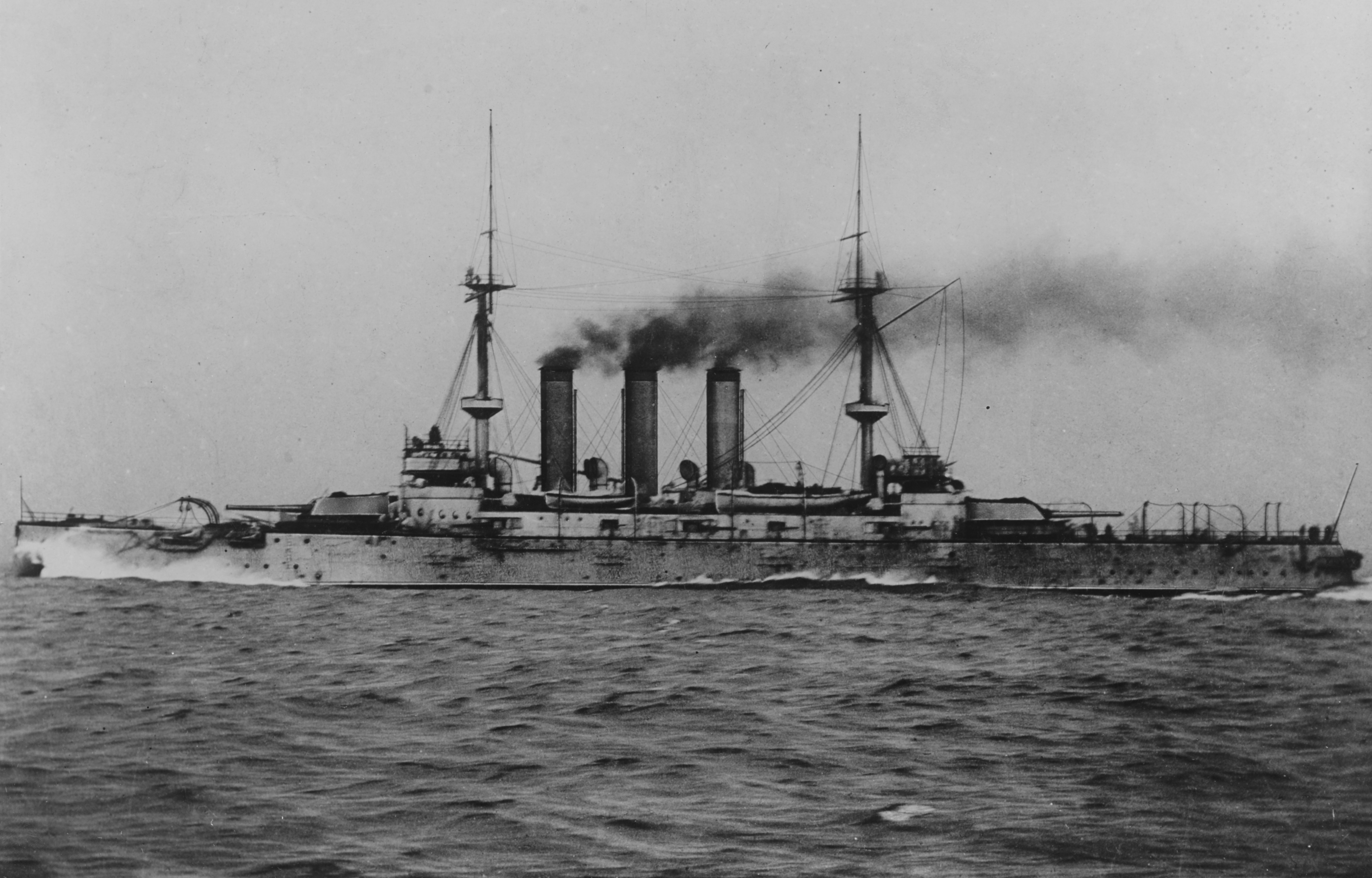 Japanese battleship Hatsuse at speed