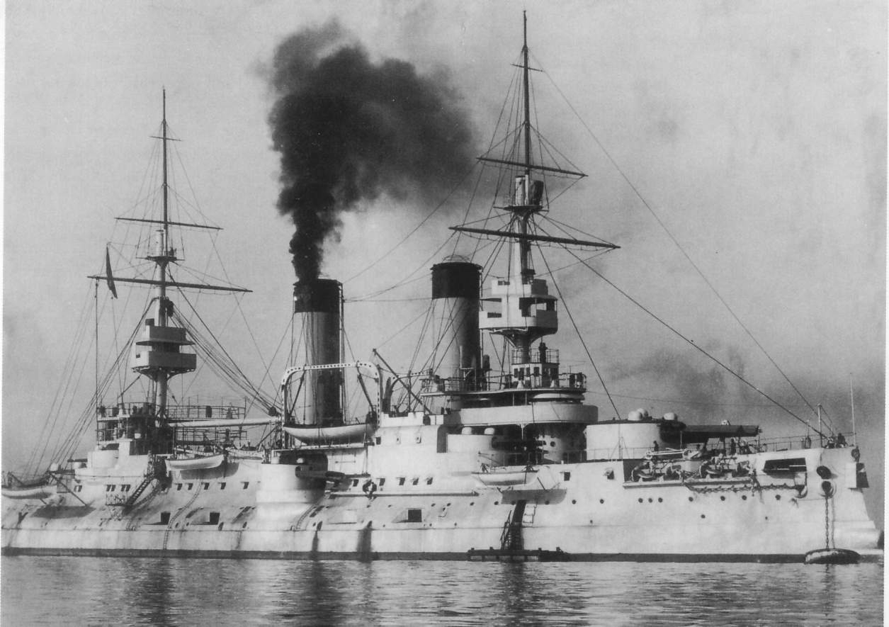 Imperial Russian battleship Tsesarevich during her sea trials in Toulon, September 1903