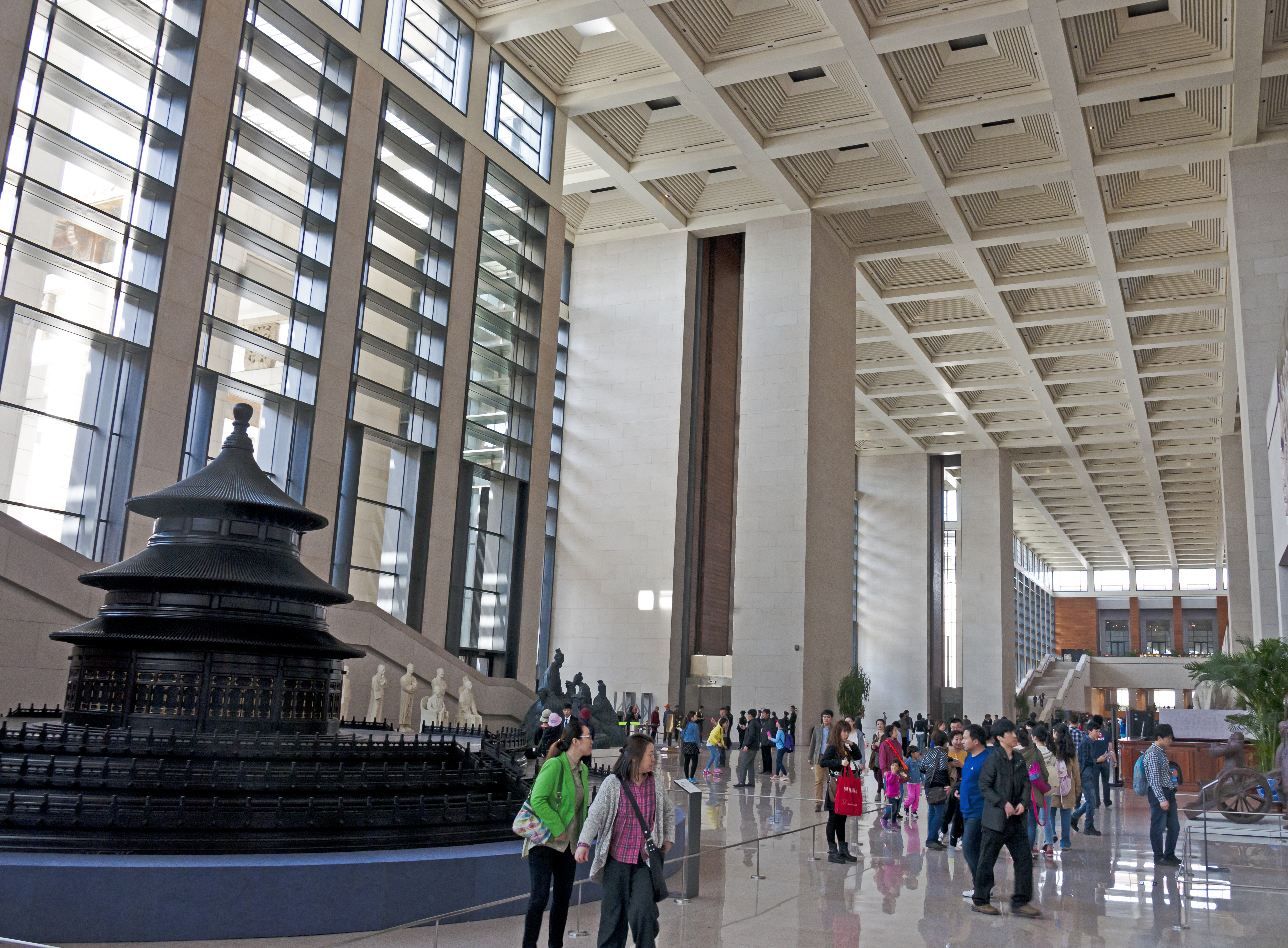 National Museum of China, view from south end of front foyer, with model of Temple of Heaven at left