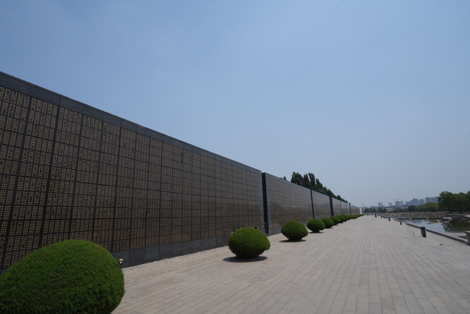 Tangshan Earthquake Memorial Park memorial walls taken from sideways angle