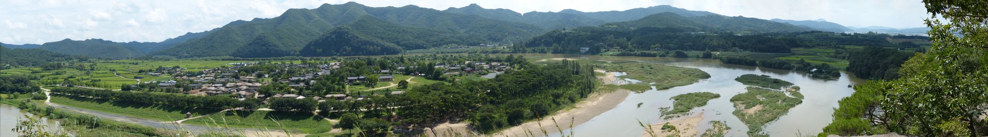 Panoramic view of Hahoe Folk Village, South Korea