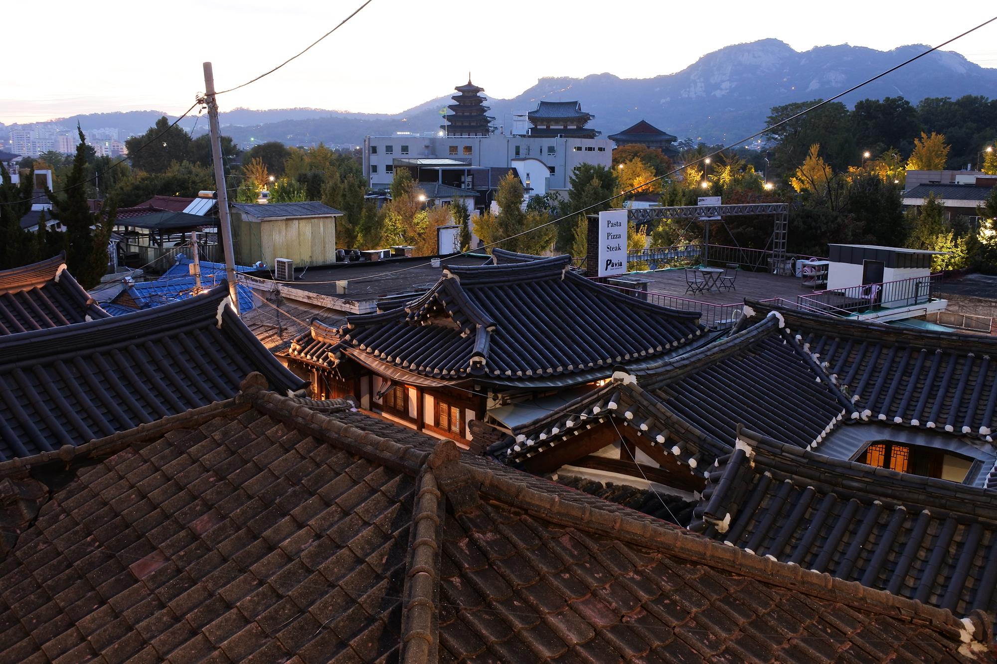 Hanok Roofs at Night, Bukcheon Village, Seoul